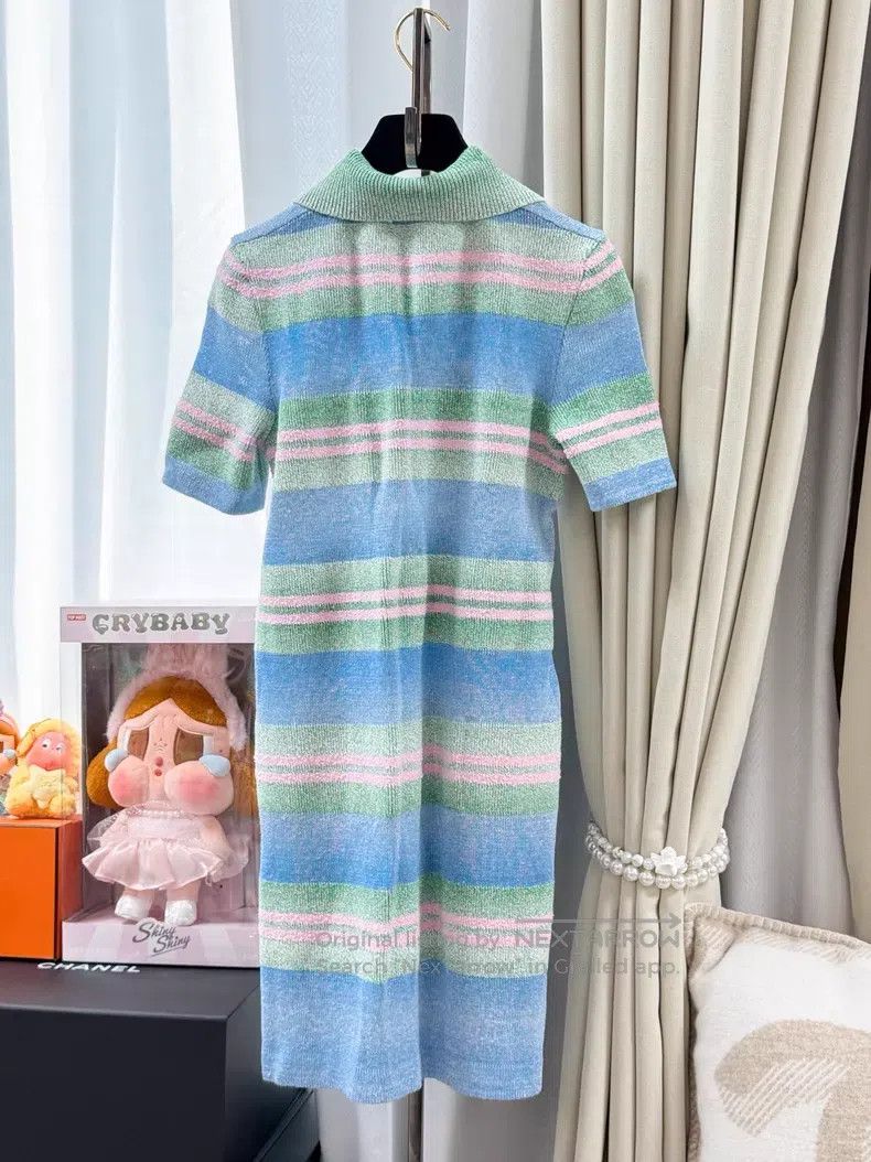Chanel Chanel Blue and green color-blocking gradient stripe fine Size XXS / US 00 / IT 34 - 2 Thumbnail