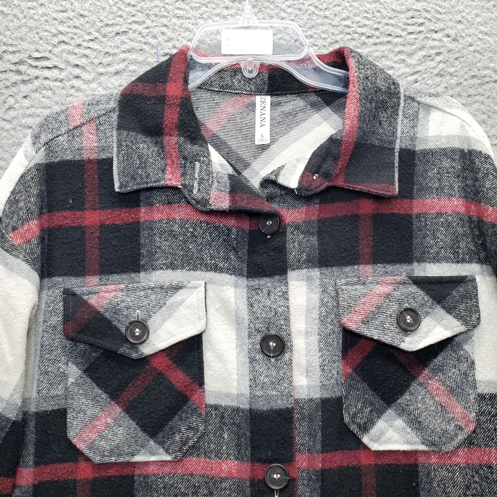 Vintage ZENANA Flannel Shacket Womens Large Multi Plaid Long Sleeve Collared Button Front Size L / US 10 / IT 46 - 5 Thumbnail