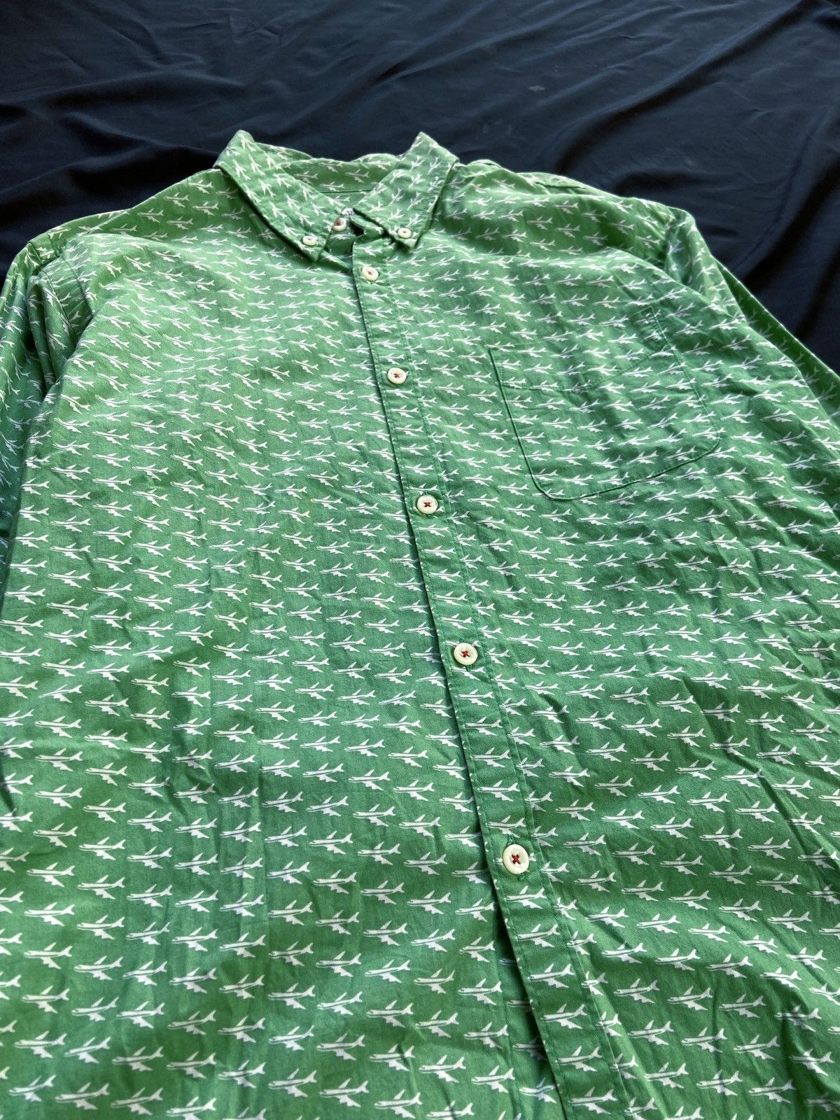 If Six Was Nine JAPANESE THE SHARKEY'S PRINTED PLANES BUTTON DOWN SHIRT Size US M / EU 48-50 / 2 - 3 Thumbnail