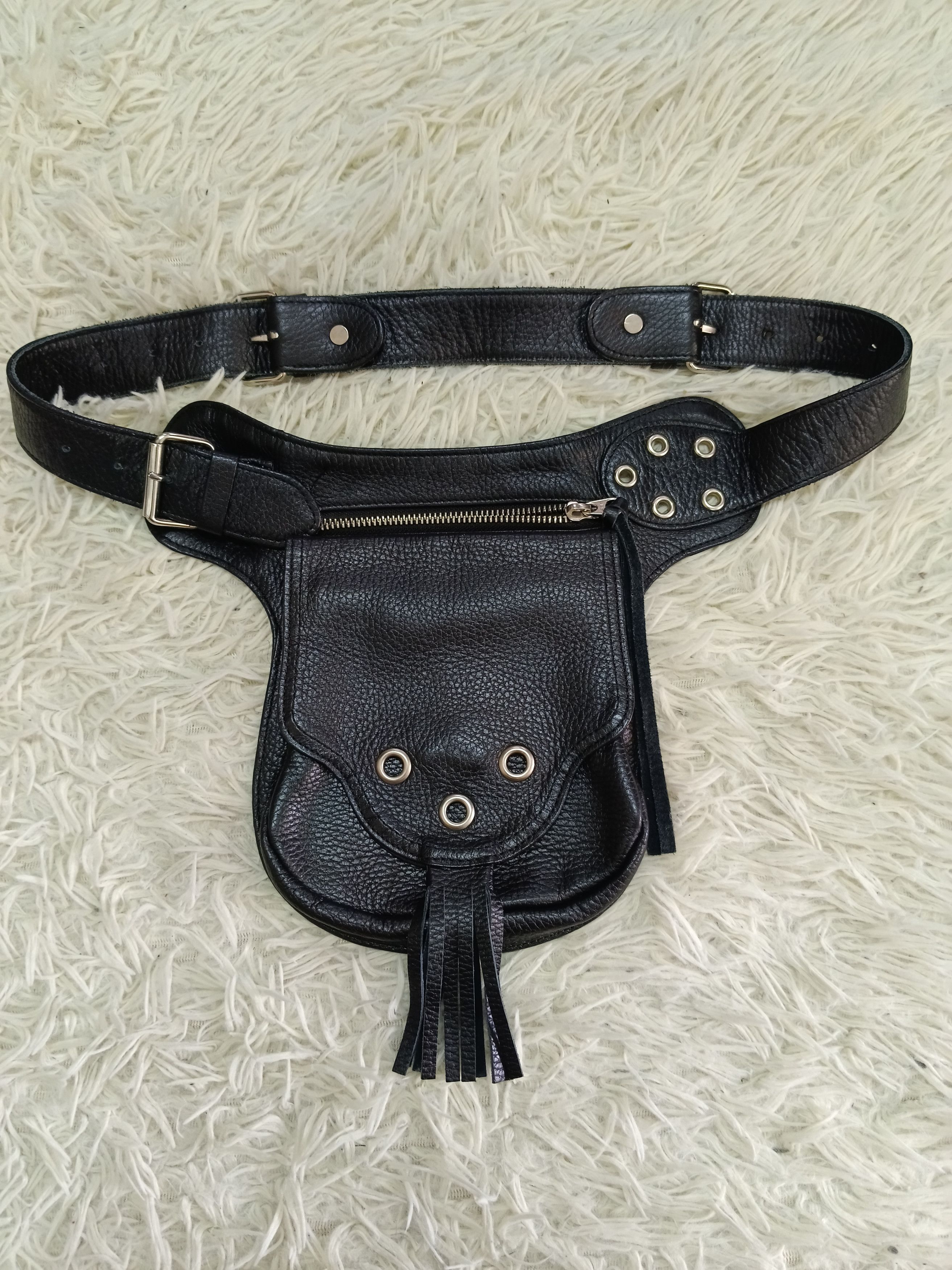 Leather LEATHER BLACK EIKO KONDO WAIST BAG(MAX SIZE 35) Size ONE SIZE - 2 Thumbnail