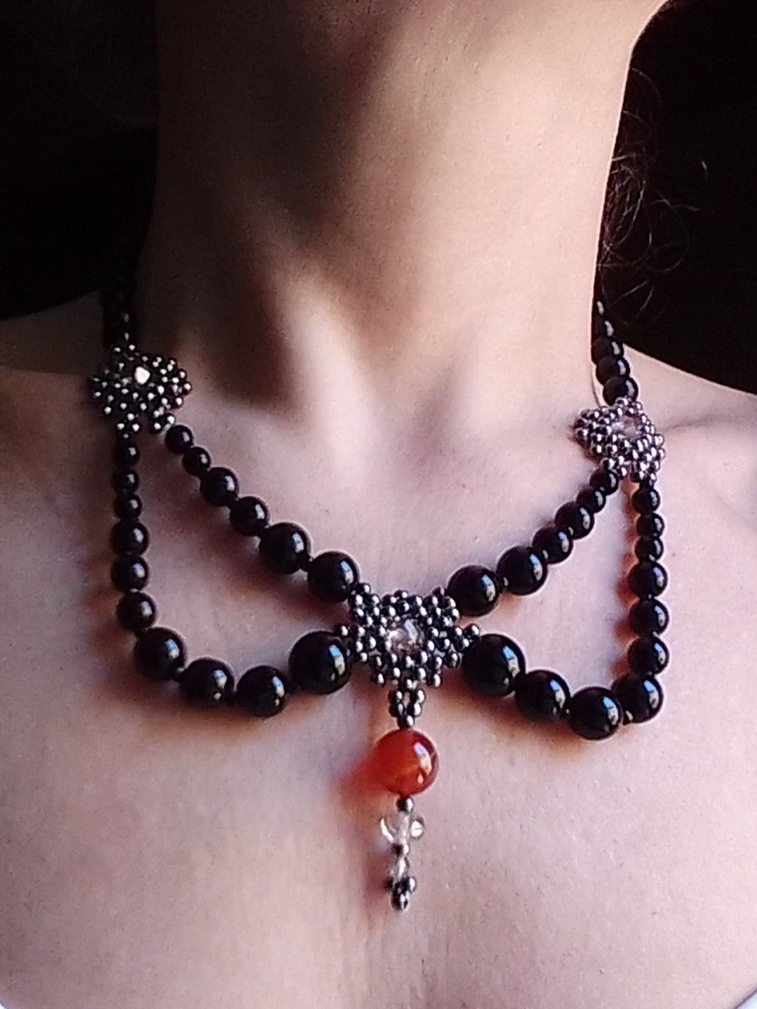 Other Necklace Black Gothic Middle-age with carnelian gemstone Size ONE SIZE - 3 Thumbnail