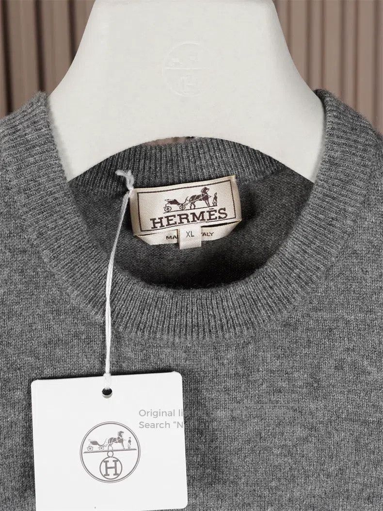 Hermes Hermes Thick Grey Cashmere Sweater Size US XL / EU 56 / 4 - 2 Thumbnail