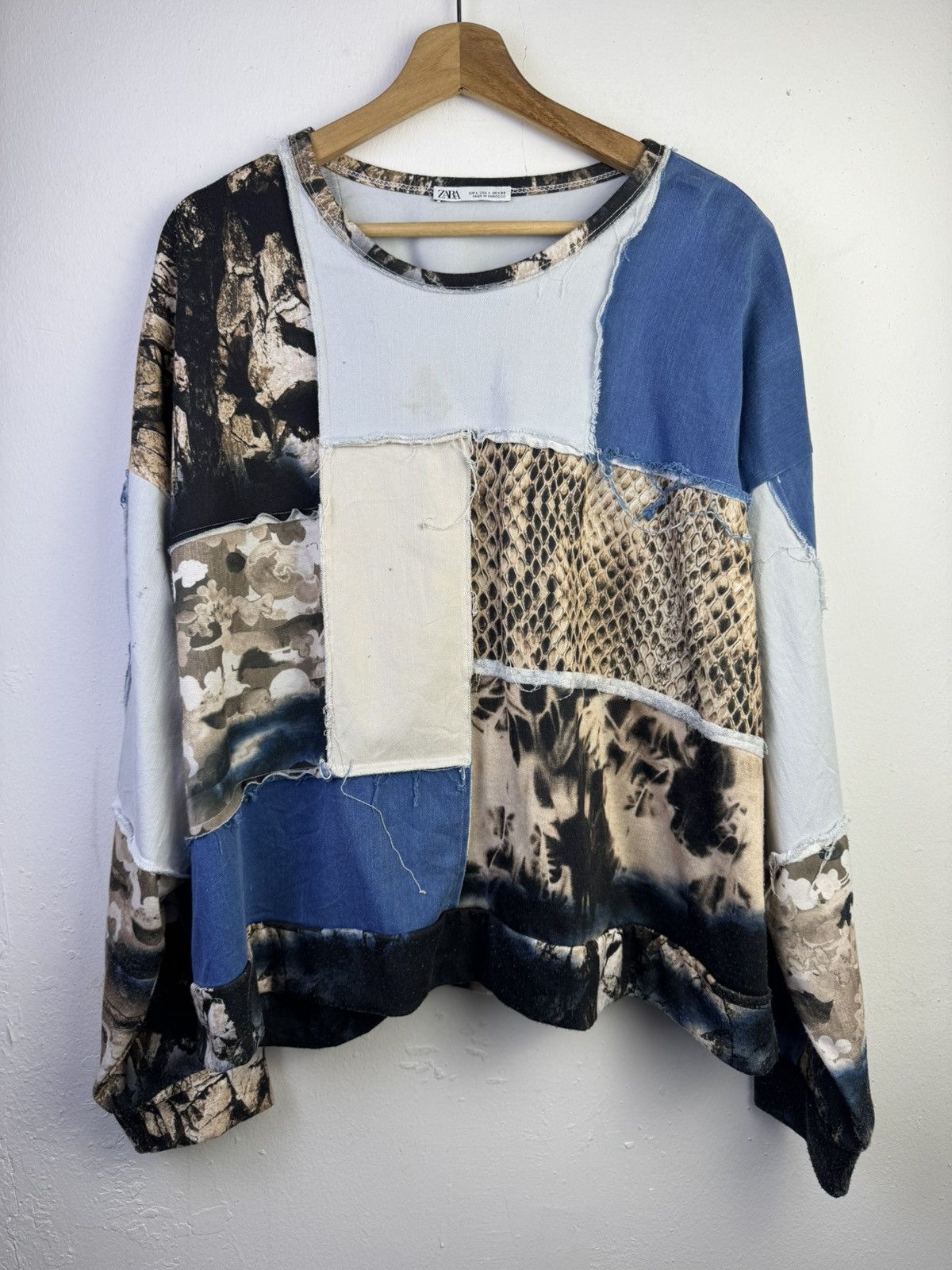 Zara Zara Colorblock Patchwork Denim Animal Print Oversized Size L / US 10 / IT 46 - 1 Thumbnail