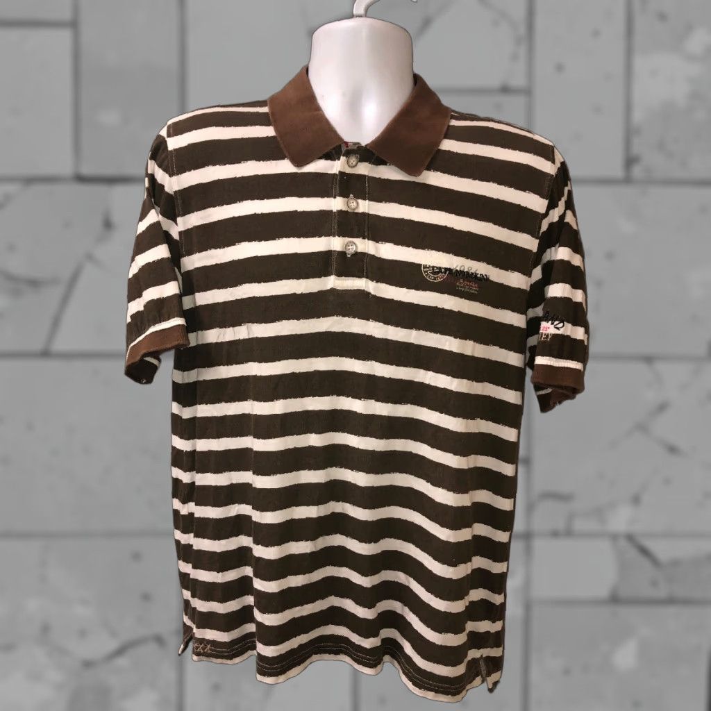 Vintage GIGA DX By Kill Tec Mens Golf Polo Shirt Brown/White XL 21 Inch Armpit Short Sleeve Button-Up Regular Size XL Mens Brown/White Golf Polo Shirt Size US XL / EU 56 / 4 - 1 Thumbnail