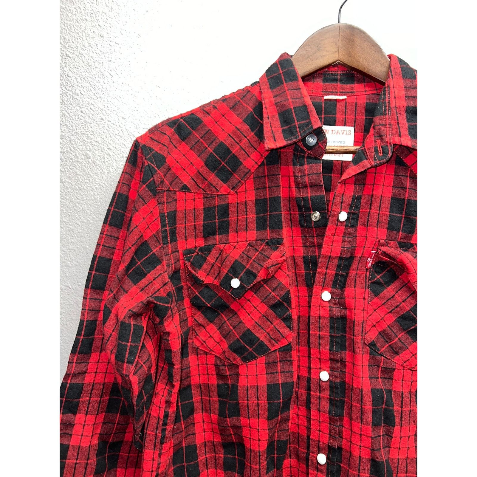 Ben Davis Vintage 70s 80s Ben David Sanforized Red Pearl Snap Shirt M Size US M / EU 48-50 / 2 - 3 Thumbnail
