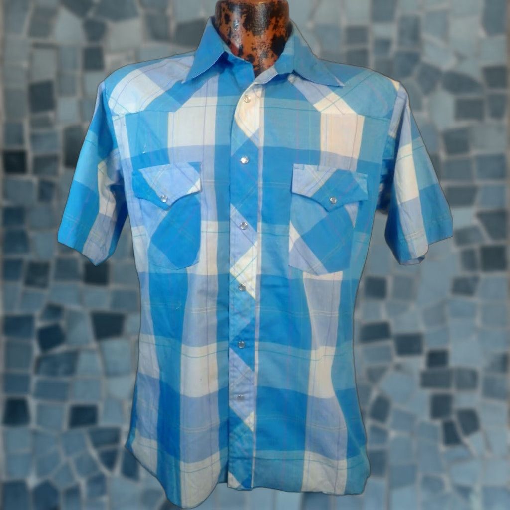 Wrangler VINTAGE Wrangler Green White Plaid Pearl Snap Western Shirt Adult Medium Cowboy 90s Mens Size US M / EU 48-50 / 2 - 1 Thumbnail
