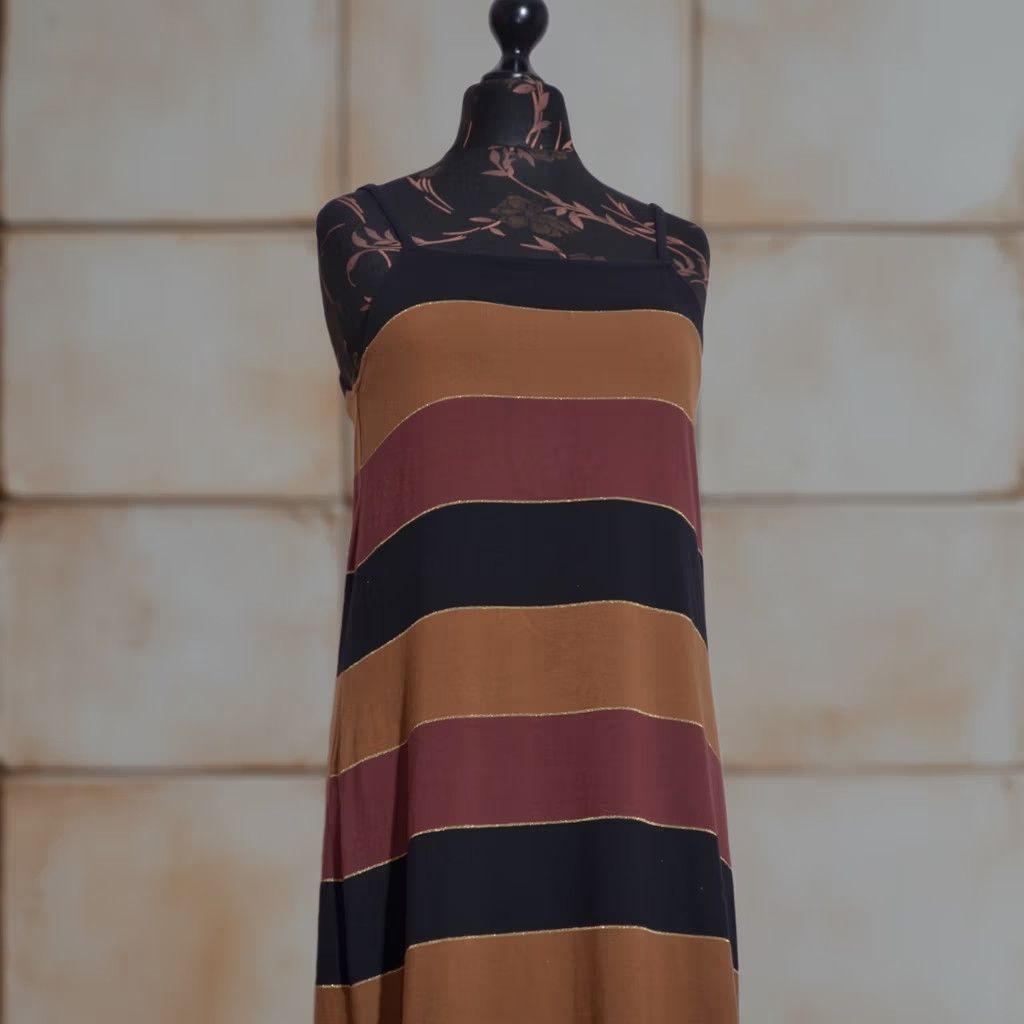 Vintage APC Striped Maxi Dress Sleeveless Cotton Blend Women L Size L / US 10 / IT 46 - 1 Thumbnail
