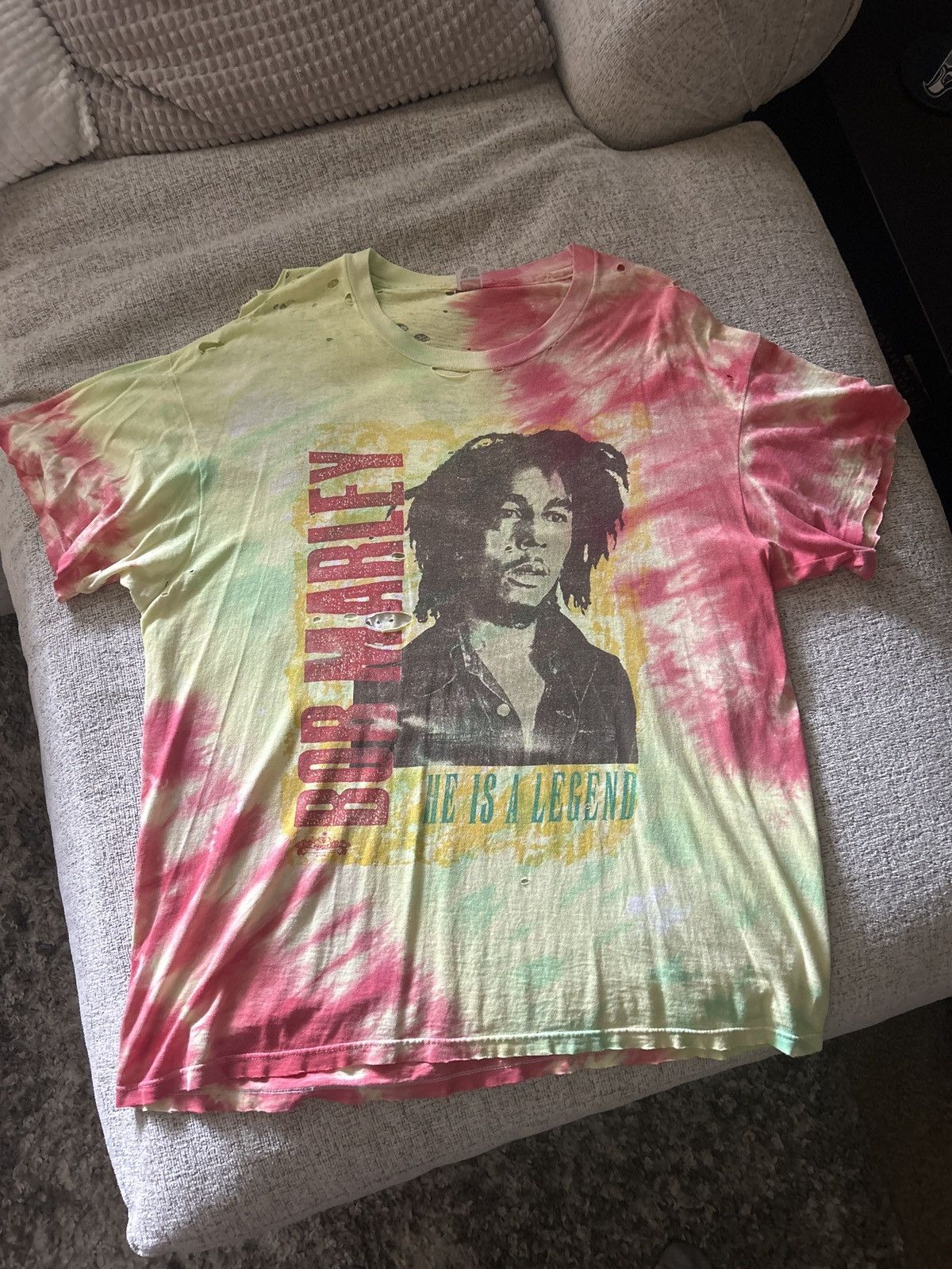Vintage 1989 Vintage Bob Marley Distressed Tee Size US XL / EU 56 / 4 - 1 Thumbnail