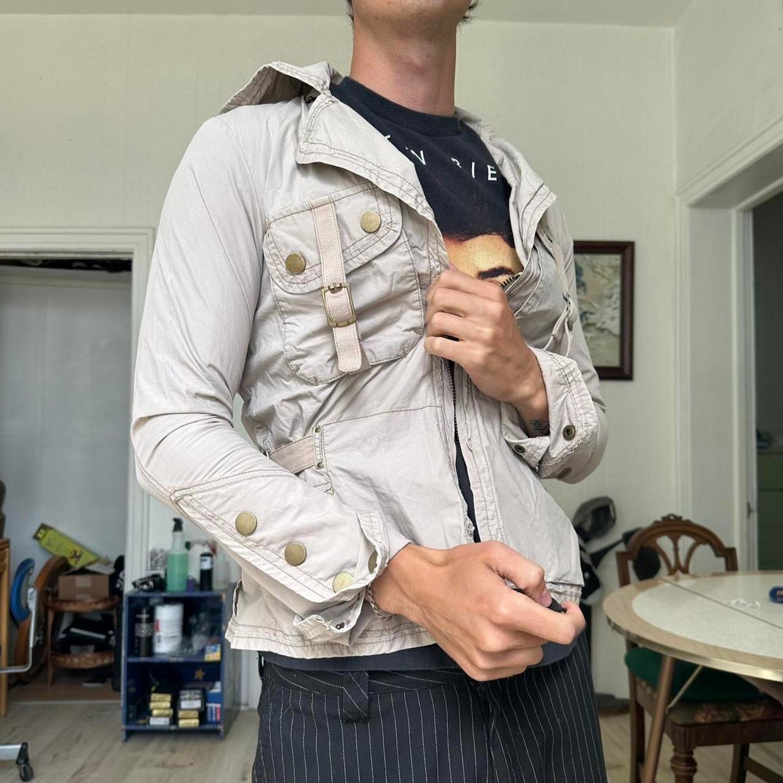 BKE × Vintage Vintage BKE Tan Utility Y2K Indie Glam Euro Button Jacket Size M / US 6-8 / IT 42-44 - 2 Thumbnail