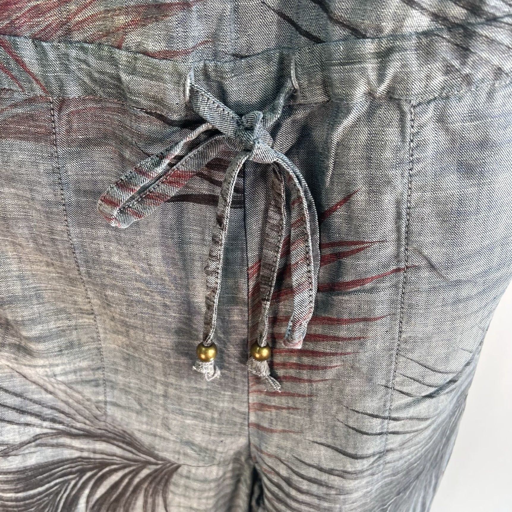 Anthropologie VINTAGE Anthropologie Level 99 Women's Jumpsuit S Gray Floral Linen Blend Sleeveless Cropped Casual Summer Spring Fall Size 28" / US 6 / IT 42 - 5 Thumbnail