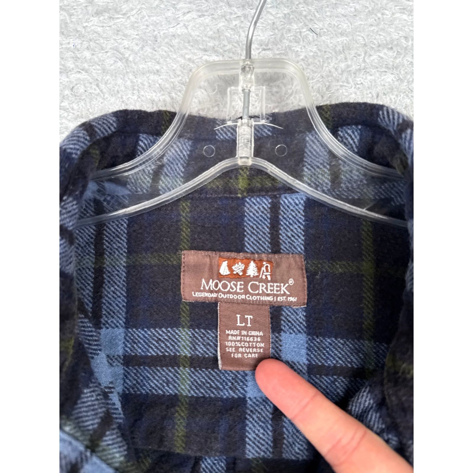 Vintage Moose Creek Shirt Men LT Blue Green Flannel Plaid Button Up 100% Cotton Casual Workwear Pocketed Vintage No Size US L / EU 52-54 / 3 - 7 Thumbnail