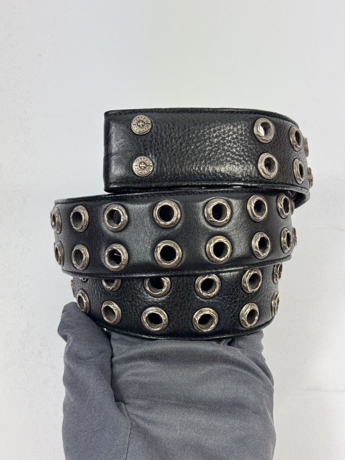 Chrome Hearts DOUBLE STUD STERLING SILVER LEATHER BELT *RARE* Size 36 - 1 Thumbnail