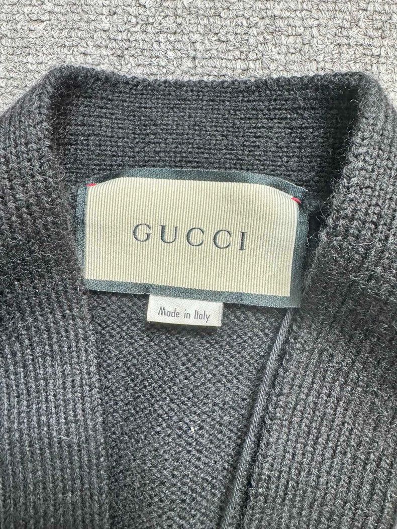 Gucci Gucci Black Wool Knit Cardigan with Bee-2506 Size US XS / EU 42 / 0 - 4 Thumbnail
