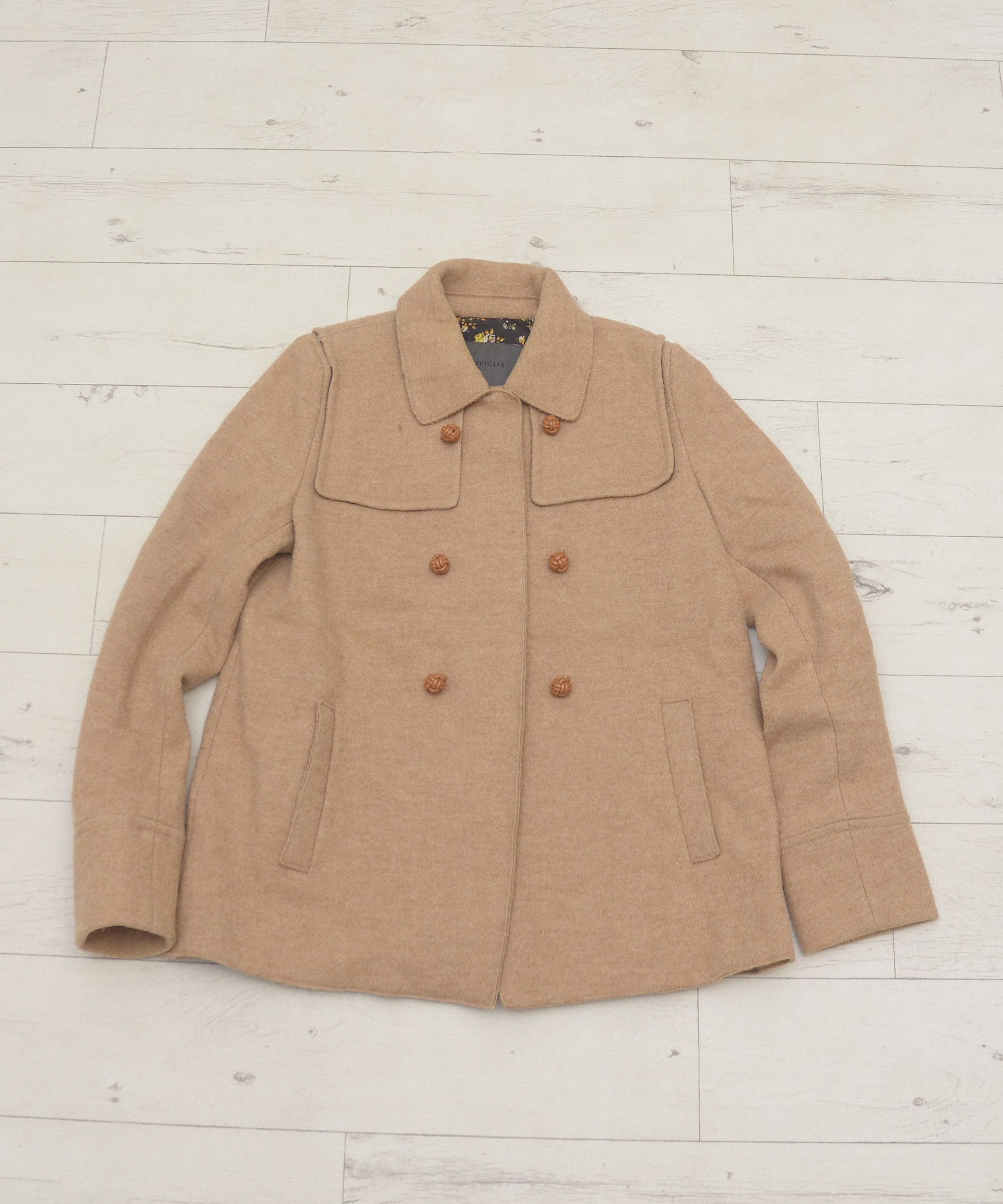 Siviglia Luxury Siviglia italy sz 40 wool Pea Coat Beige Size S / US 4 / IT 40 - 1 Thumbnail