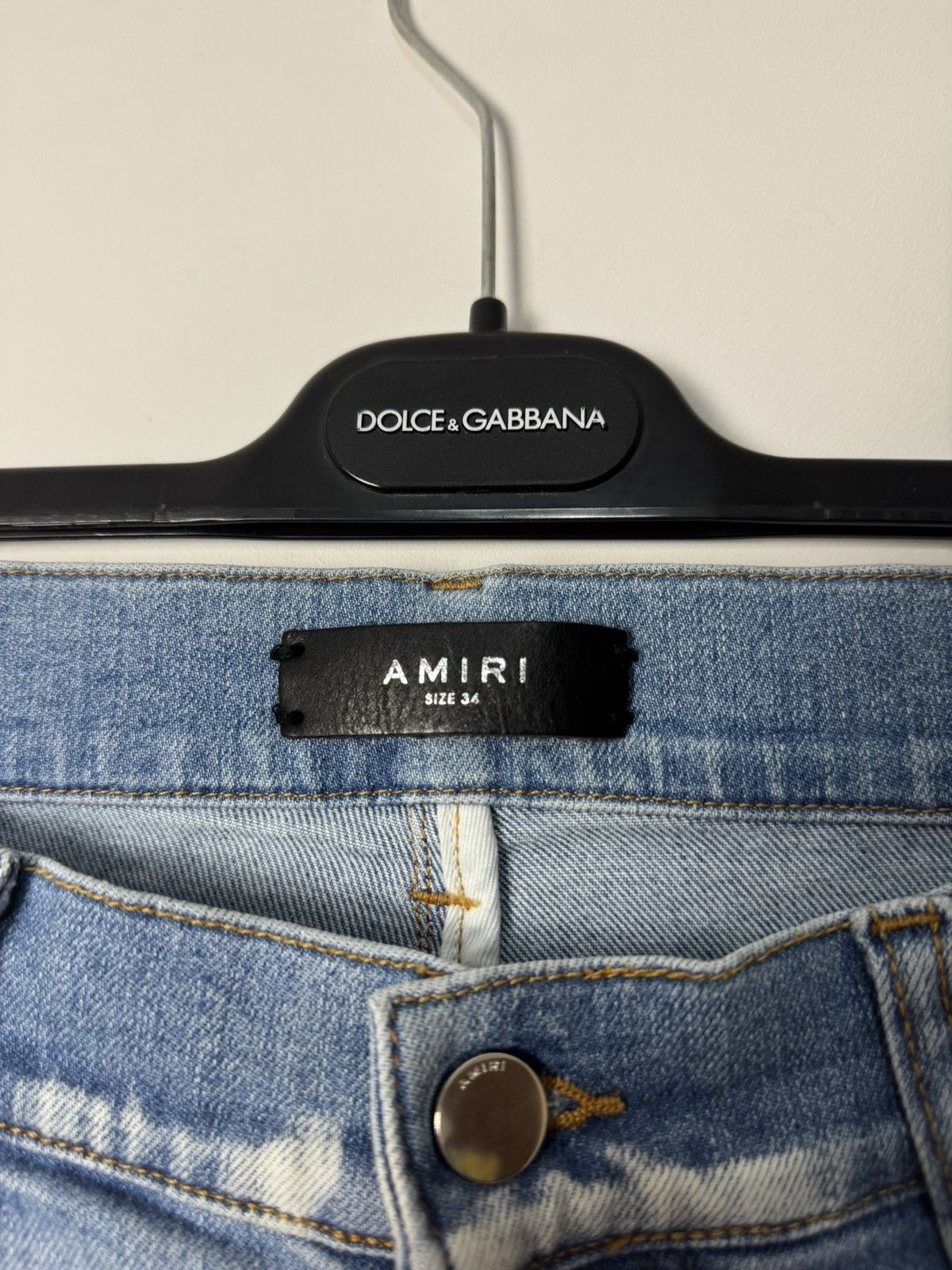 Amiri Amiri Light Washed Blue MX1 Logo Jeans Luxury Designer Size US 34 / EU 50 - 9 Thumbnail
