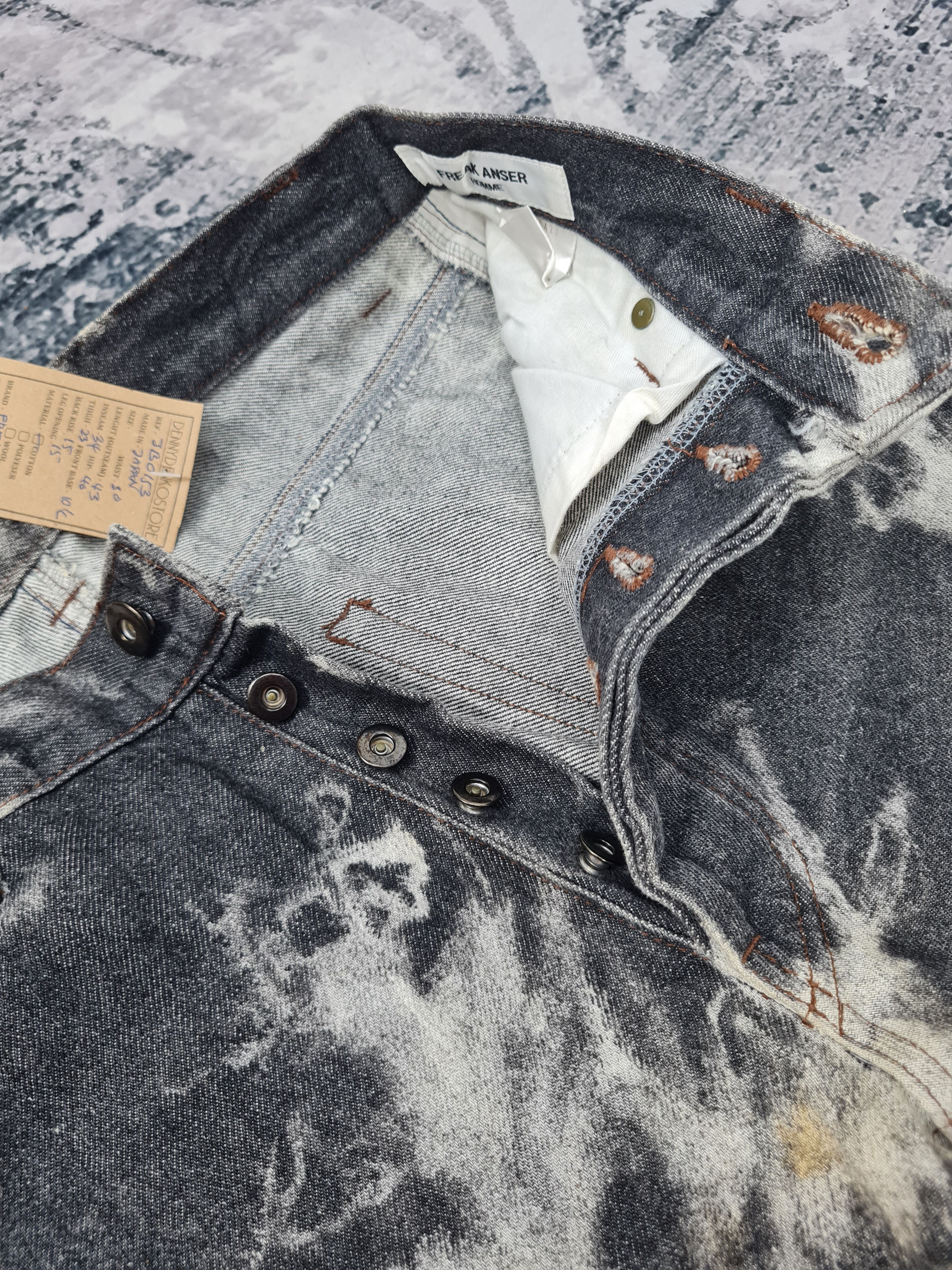 Japanese Brand FREAK ANSER HOMME Bleach Design Jeans Size 30x34 JB0153 Size US 30 / EU 46 - 11 Thumbnail