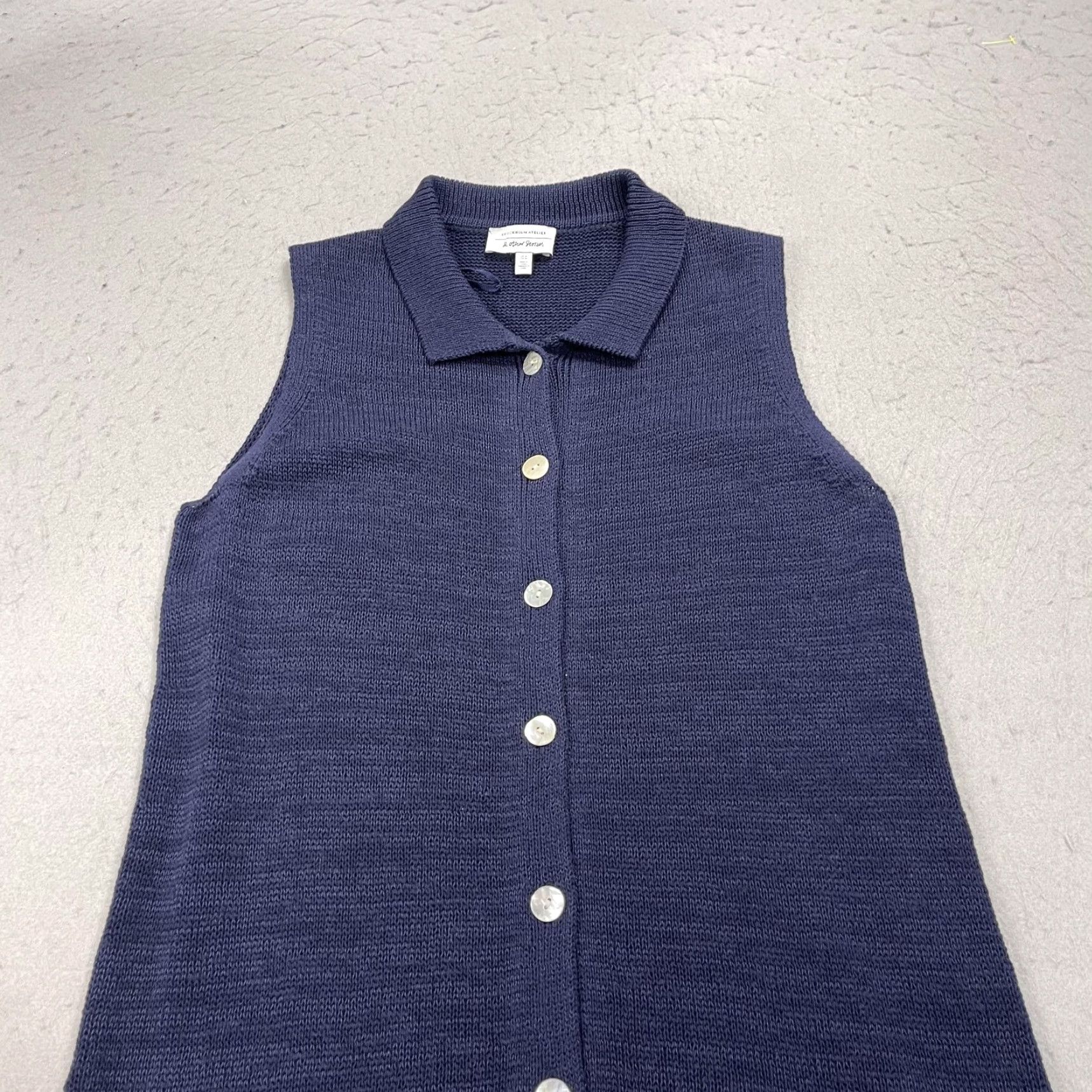 & Other Stories & Other Stories Sweater Dress Women M Blue Collared Button Front Knit Sleeveless Knee Length Casual Business Size M / US 6-8 / IT 42-44 - 2 Thumbnail