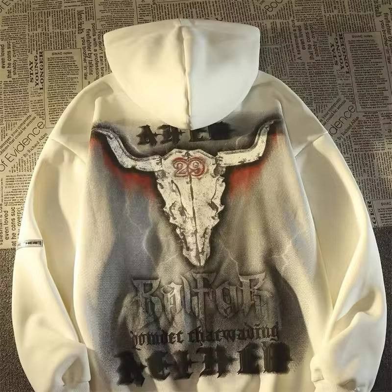 Japanese Brand × Vintage vintage bullhead print hoodie Size US L / EU 52-54 / 3 - 1 Thumbnail