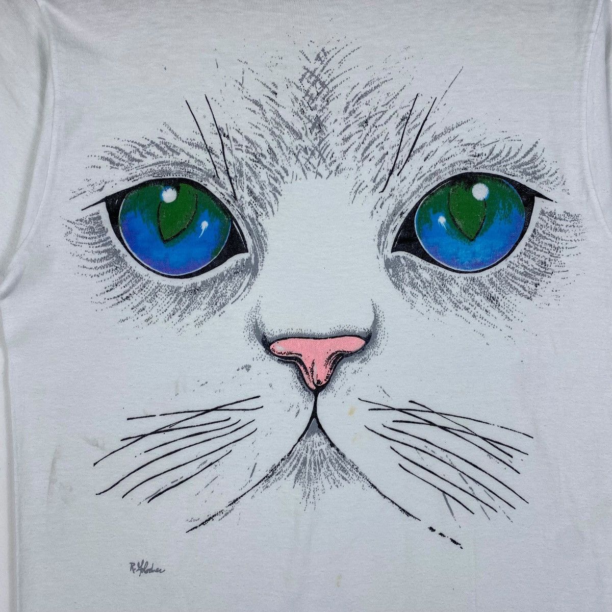 Vintage Vintage 80's CAT FACE Artwork Graphic Tee Shirt Size M / US 6-8 / IT 42-44 - 2 Thumbnail