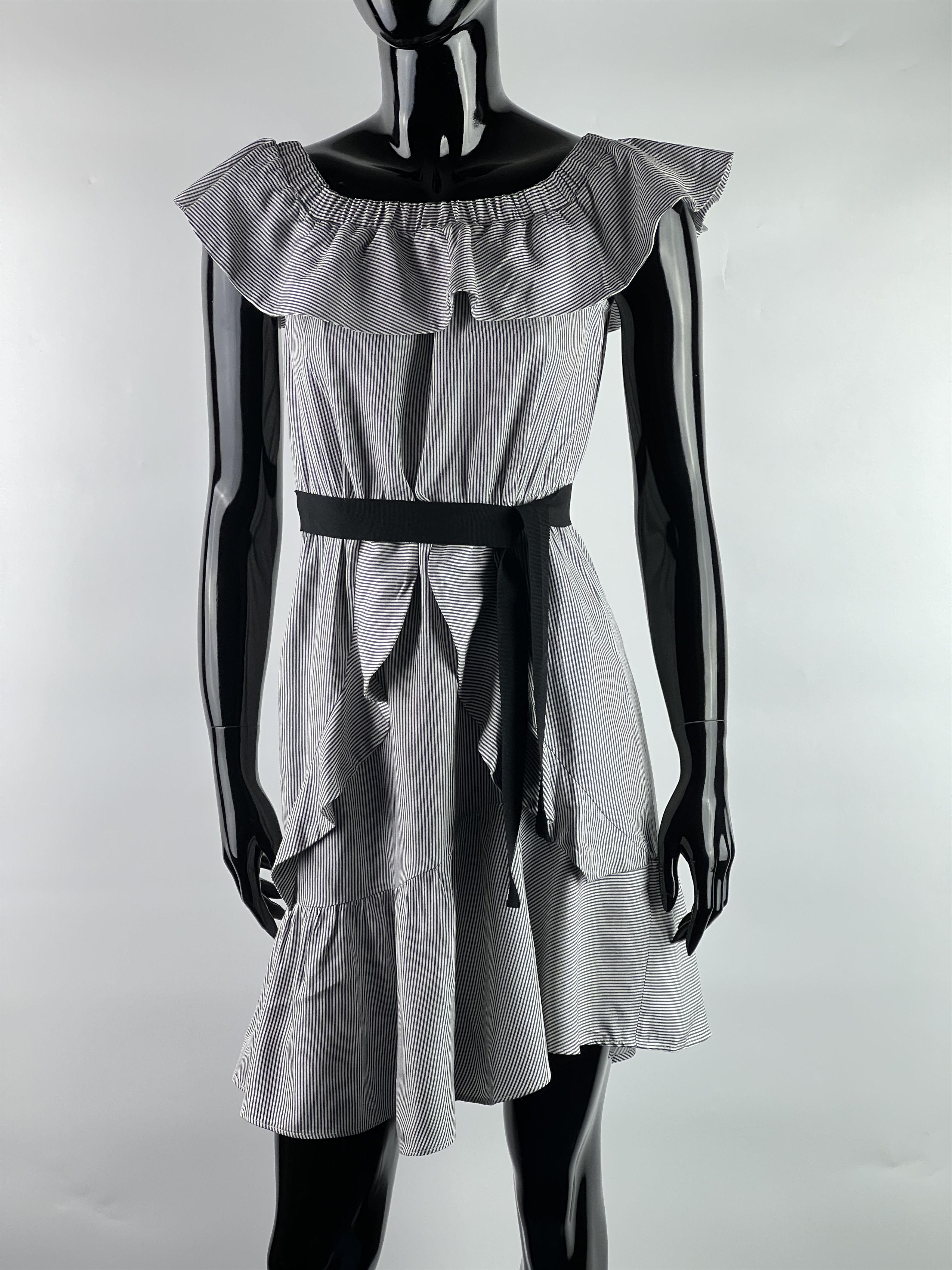 Maje Maje Striped Ruffle Belted Dress Size 2 Size XS / US 0-2 / IT 36-38 - 1 Thumbnail