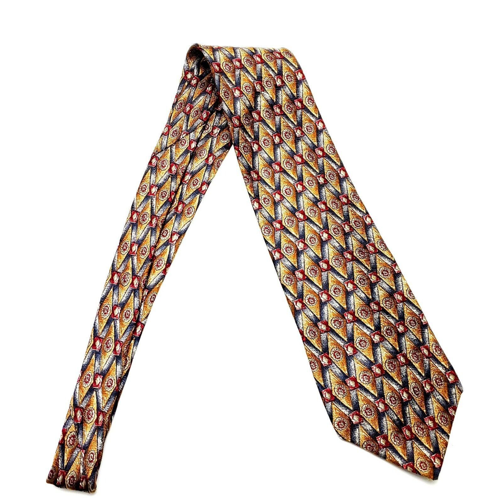 Alexander Julian Alexander Julian Colours Silk Tie Print Wide Orange Red Size ONE SIZE - 6 Thumbnail