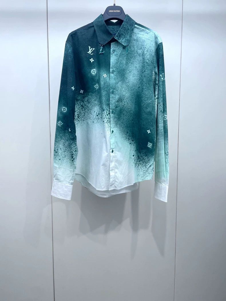 Louis Vuitton Louis Vuitton Green Tie-Dye Gradient Long Sleeve Shirt Size US M / EU 48-50 / 2 - 1 Thumbnail