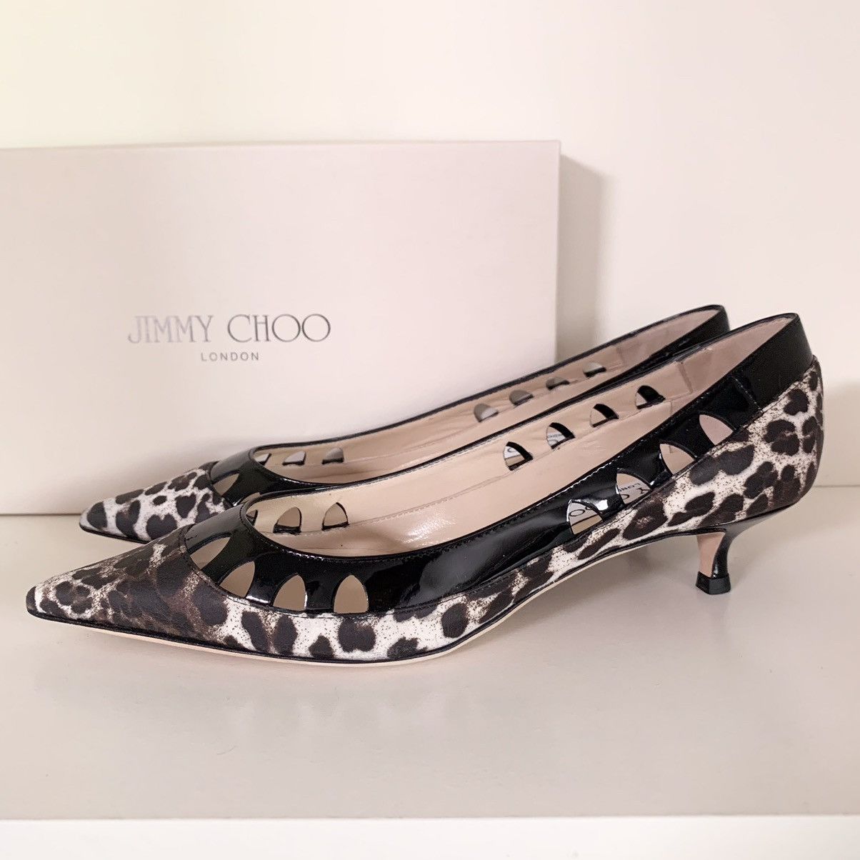 Jimmy Choo Jimmy chop leather leopard kitten heels Size US 7 / IT 37 - 4 Thumbnail