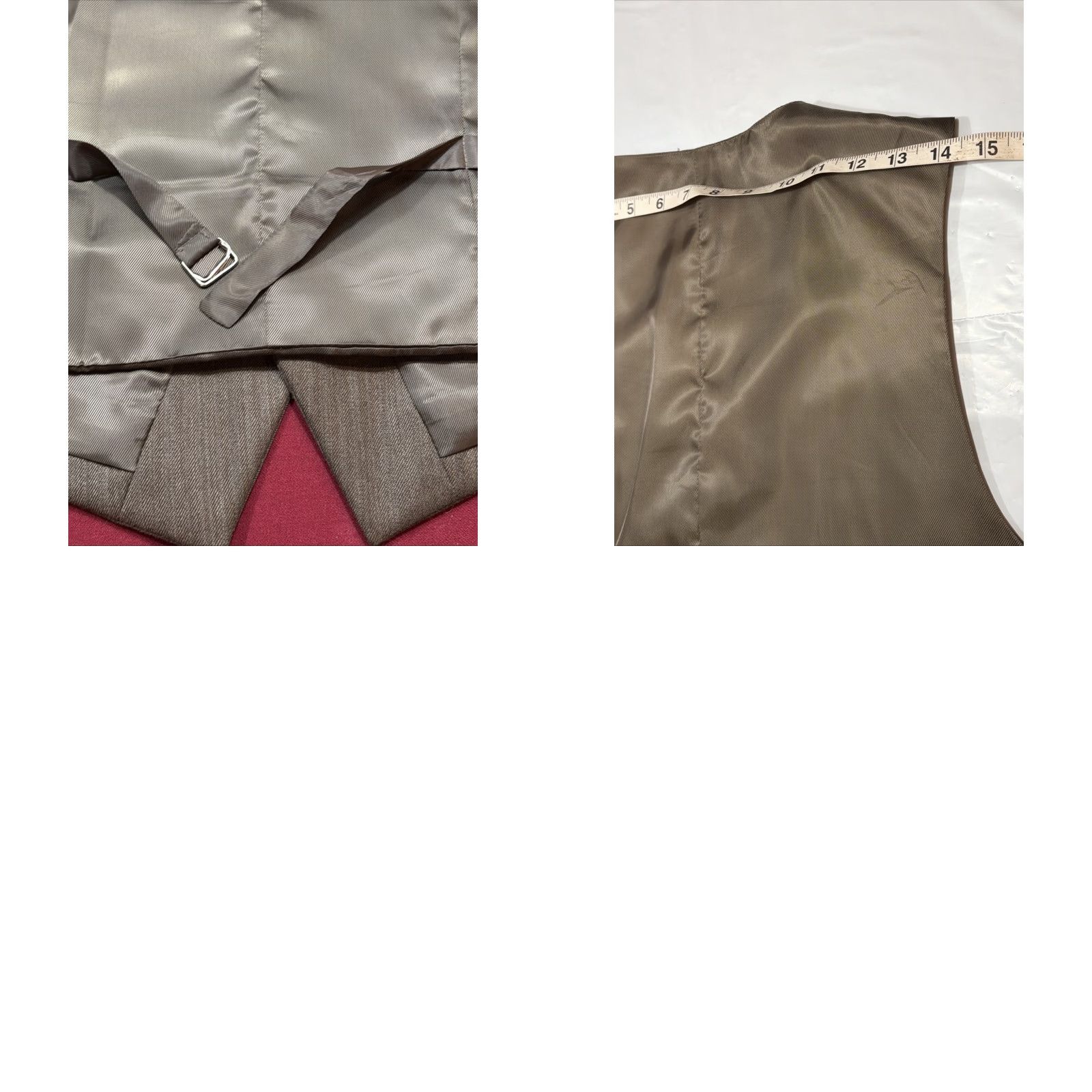 Vintage VINTAGE Loriano Vest Brown Wool Herringbone Button VEST Men’s 40R Brown Wool Formal Vest Stripe Pattern Back Strap 3 Pockets Satin Lining Mens Size US XXS / EU 40 - 10 Thumbnail