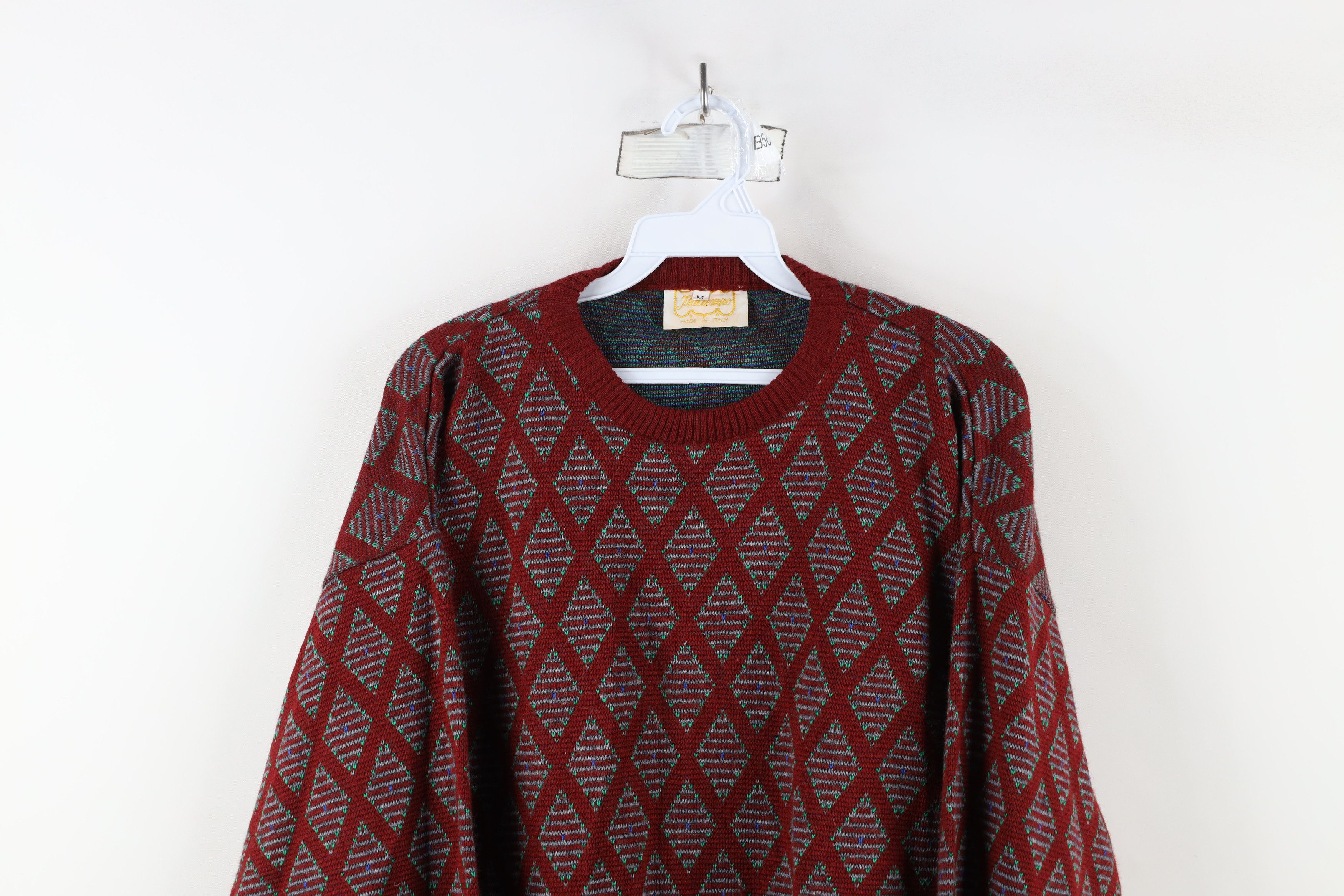 Vintage Vintage 90s Streetwear Blend Diamond Knit Crewneck Sweater Size US M / EU 48-50 / 2 - 2 Thumbnail