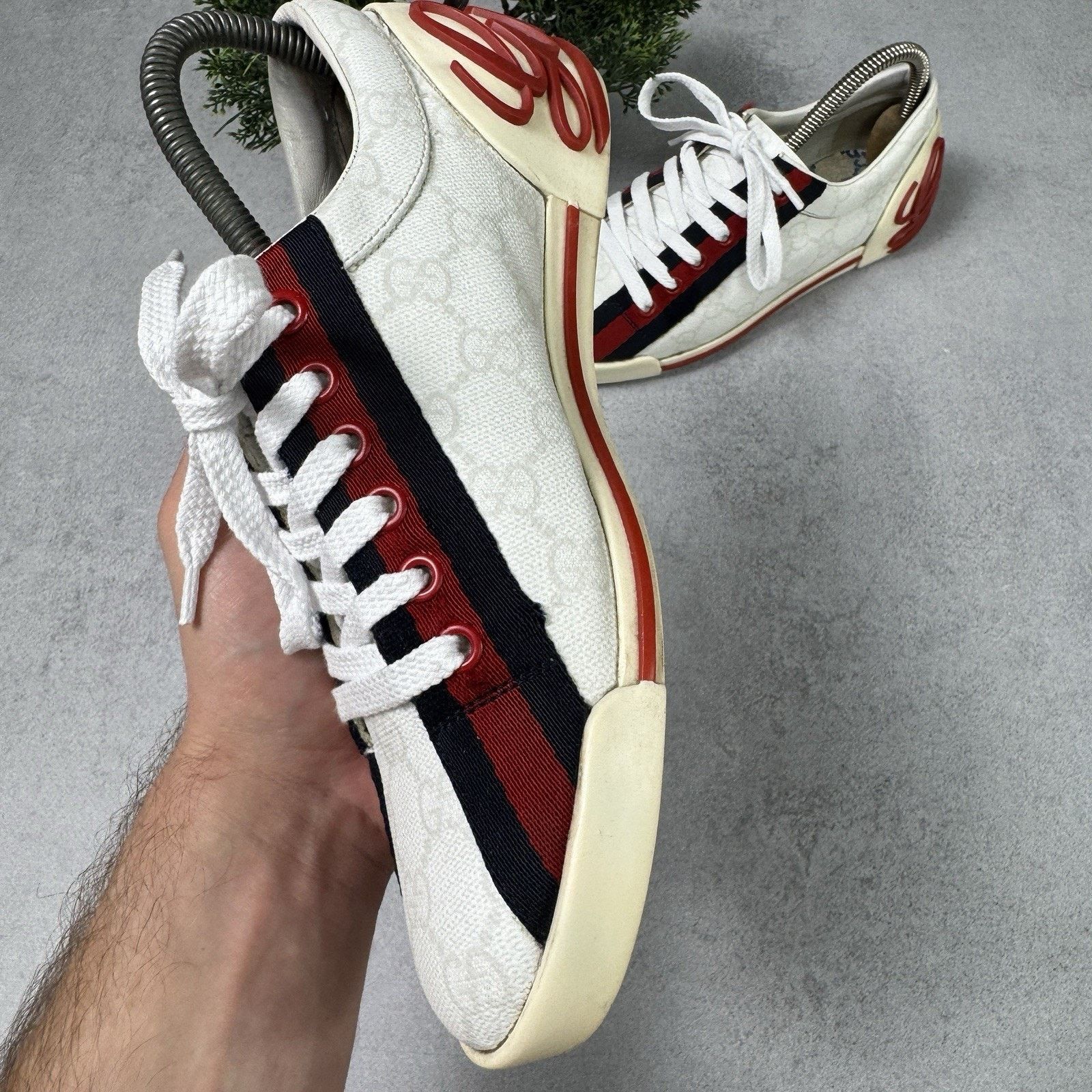 Gucci Gucci Sneakers GG Logo Monogram Stripe Leather White Y2K Size US 6 / IT 36 - 8 Thumbnail
