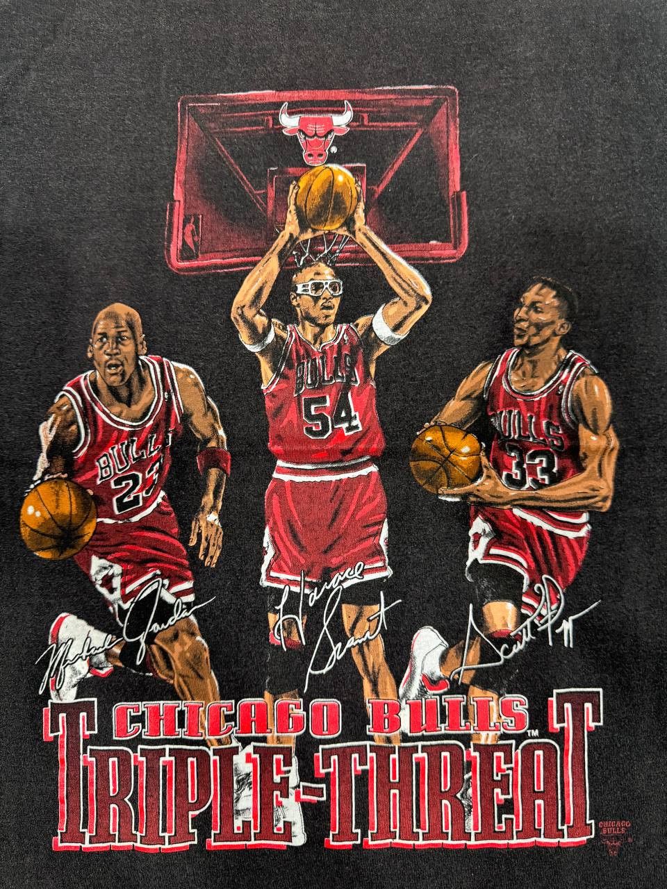 Vintage Vintage 90's Chicago Bulls Triple Threat Nutmeg Size US M / EU 48-50 / 2 - 2 Thumbnail