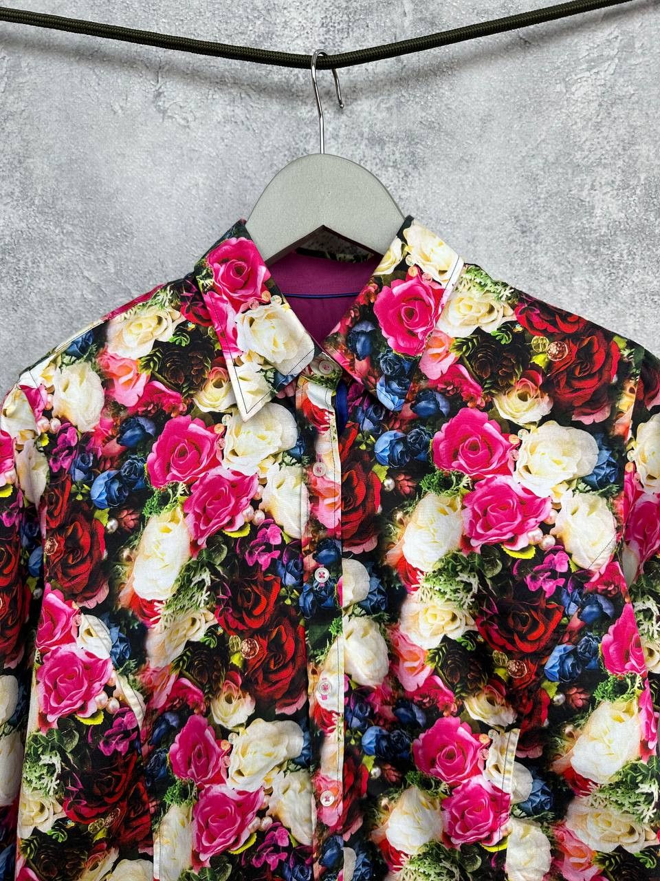 Other Claudio Lugli Rose Bloom Button Up Shirt Flowered Orange Tag Size L / US 10 / IT 46 - 4 Thumbnail