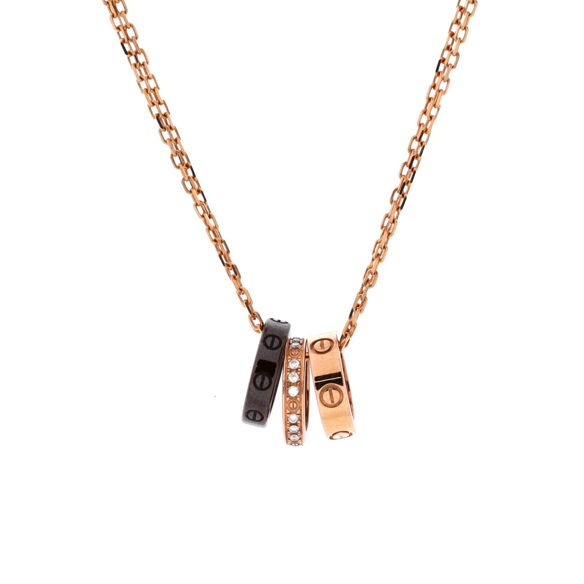 Cartier Love 3 Ring Pendant Necklace Size ONE SIZE - 1 Thumbnail
