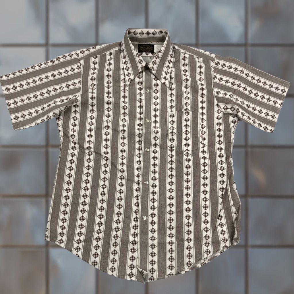 Vintage VINTAGE Martin Efird Shirt Mens L Short Sleeve Button-Up Geometric 70s True Vintage Runway Casual Mens Size US L / EU 52-54 / 3 - 1 Thumbnail