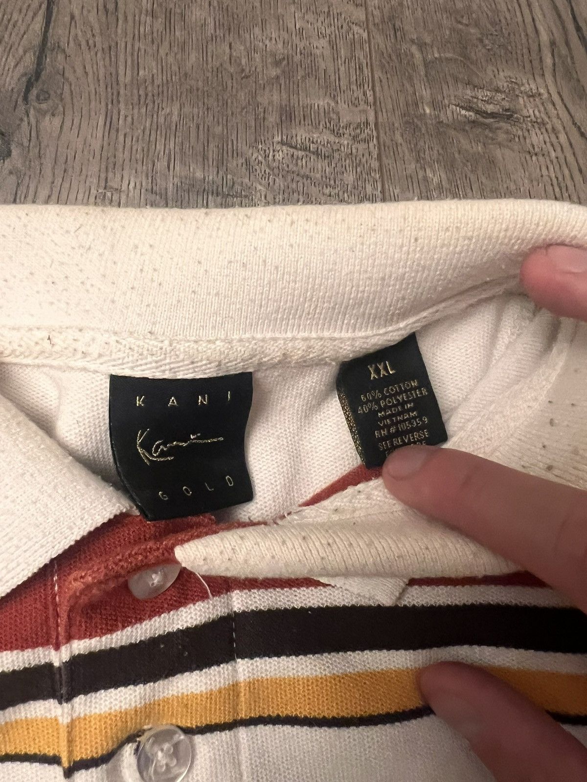 Karl Kani × Vintage Karl Kani Vintage Striped Polo Shirt Red Black & Yellow XXL Size US XXL / EU 58 / 5 - 4 Thumbnail