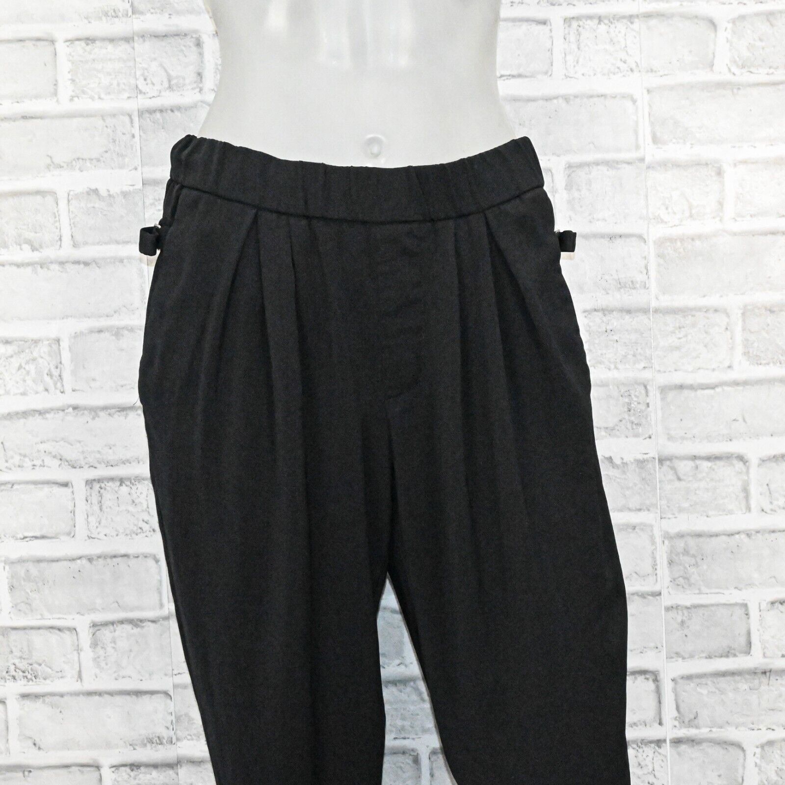 Helmut Lang Helmut Lang black Pleated pull up Pants belt loop ankles Size 25" / US 0 / IT 36 - 9 Thumbnail
