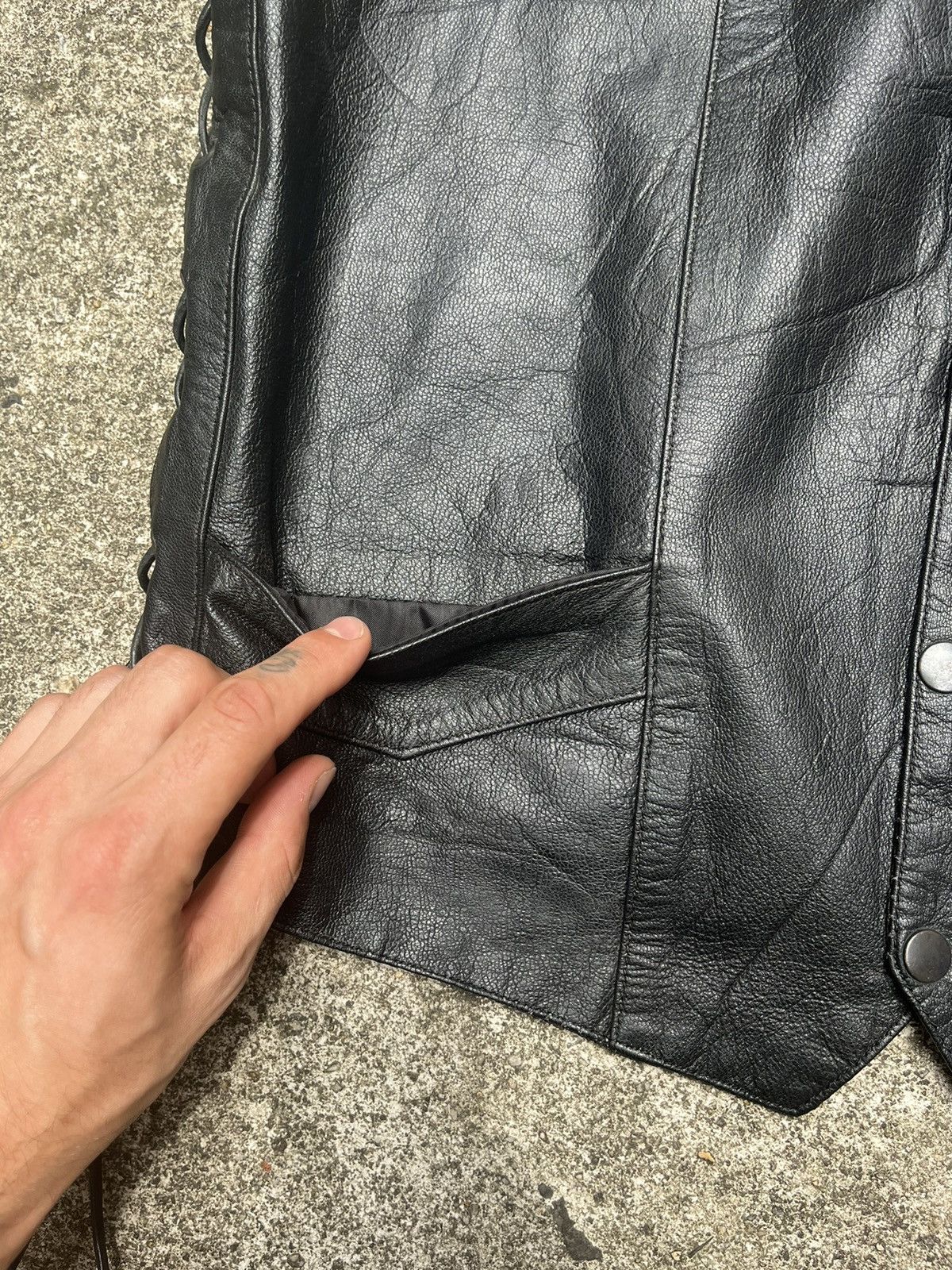 Leather Vintage Y2K Silver Biker Genuine Leather Vest Size US L / EU 52-54 / 3 - 8 Thumbnail