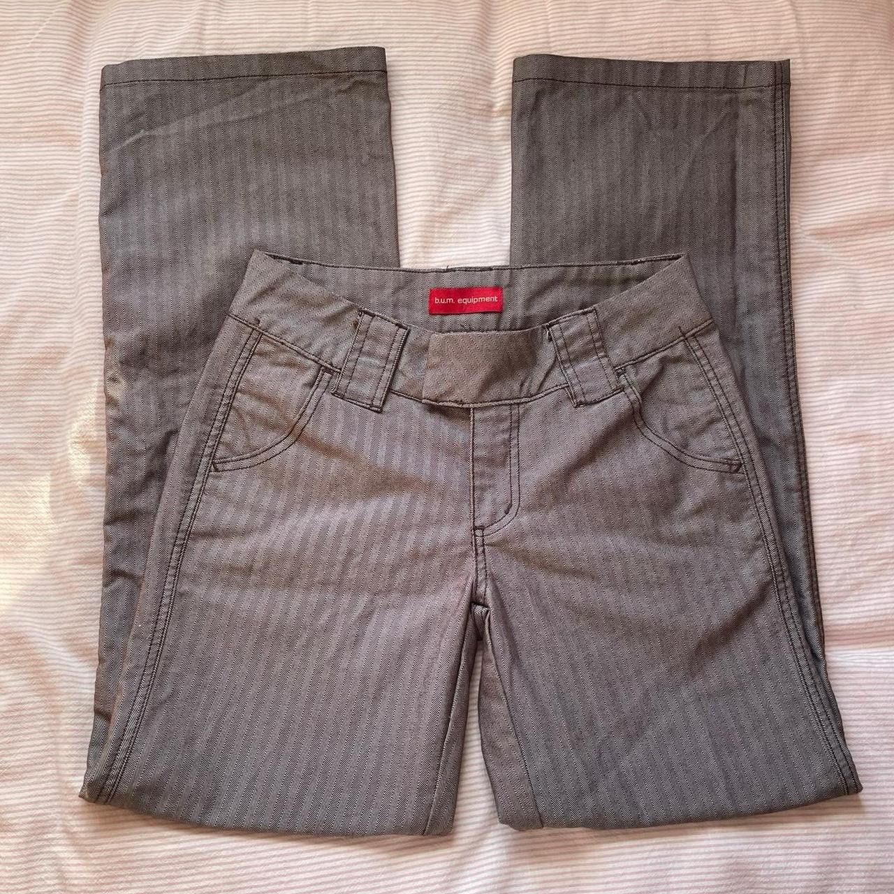 B.U.M Equipment Y2K Brown Pin Stripe Pants Size 27" / US 4 / IT 40 - 2 Thumbnail