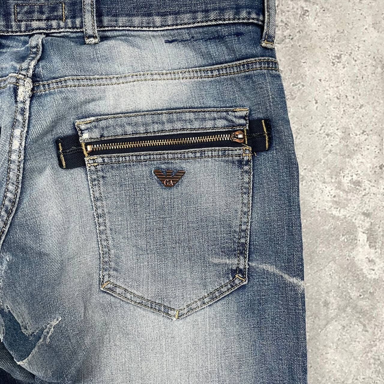 Armani Vintage 2000s ARMANI JEANS Distressed Y2K Jeans Blue Size 34 Size US 34 / EU 50 - 20 Thumbnail