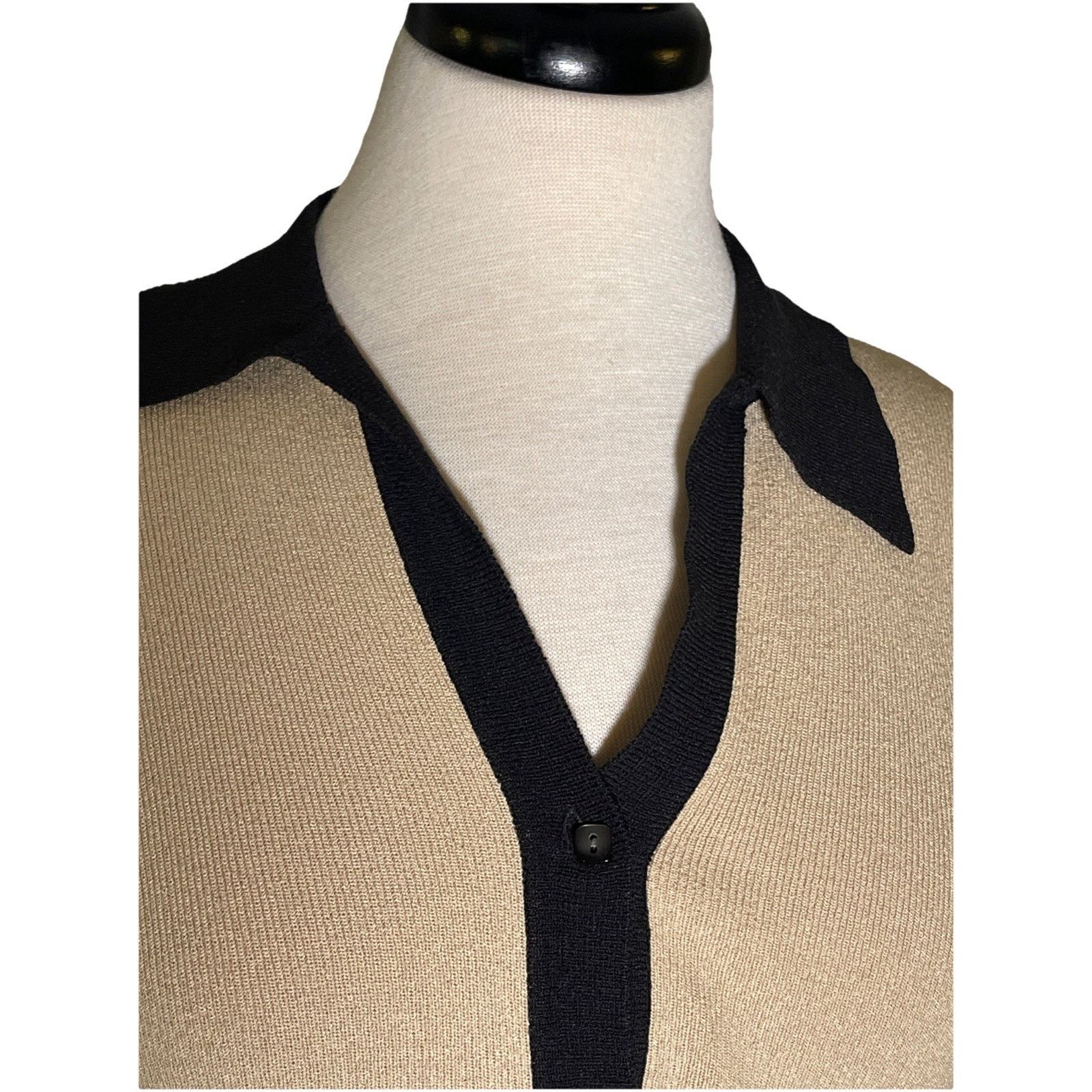 Loft Loft Women's Cream Black Cardigan Sweater Button Size M Size M / US 6-8 / IT 42-44 - 2 Thumbnail