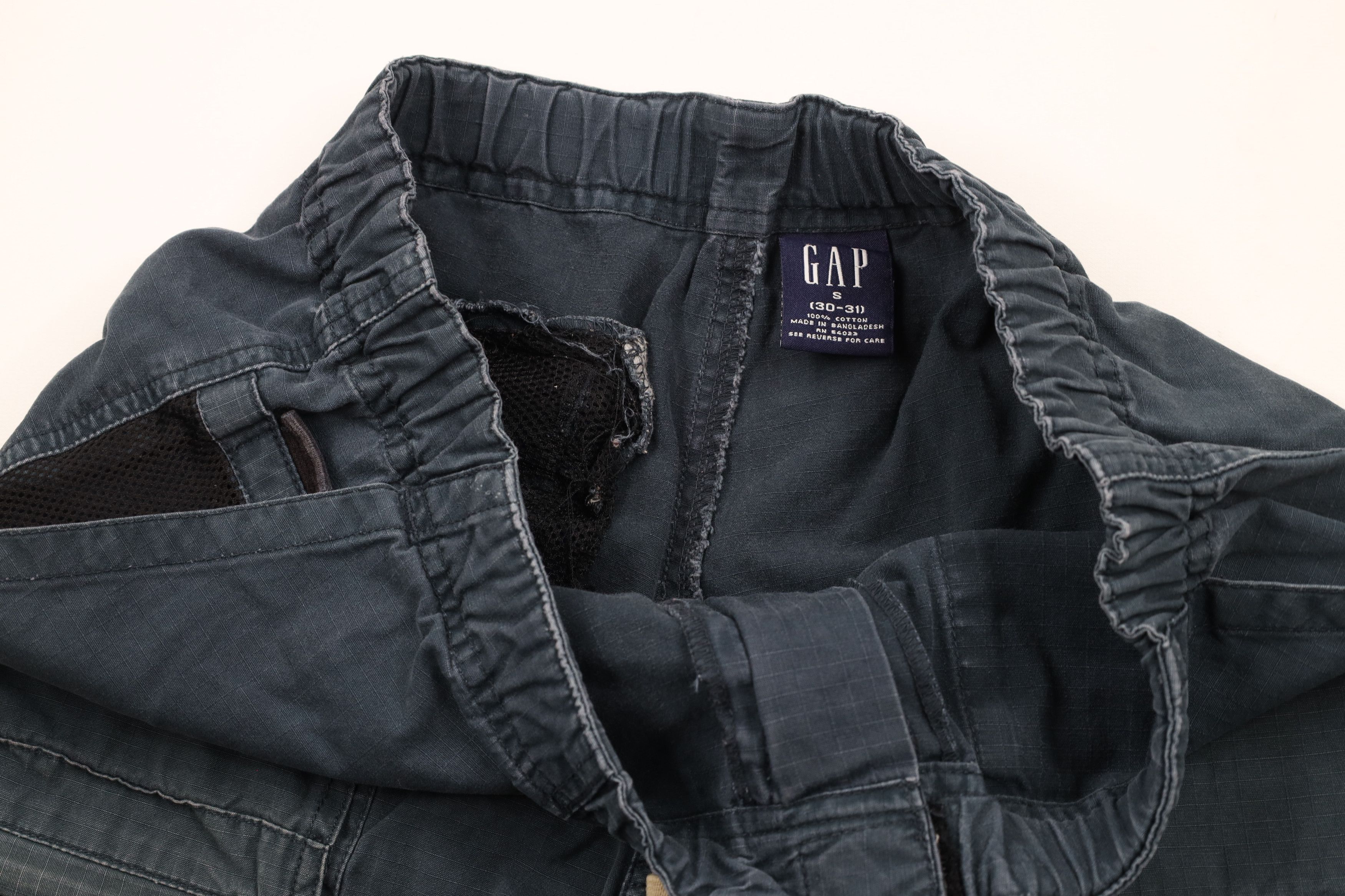 Gap Vintage 90s Gap Ripstop Belted Cargo Shorts Blue Cotton Size US 30 / EU 46 - 6 Thumbnail