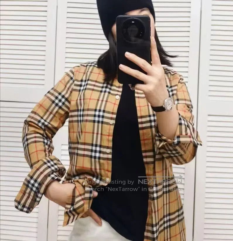 Burberry Burberry Brown classic plaid design cotton lapel long-slee Size US XS / EU 42 / 0 - 9 Thumbnail