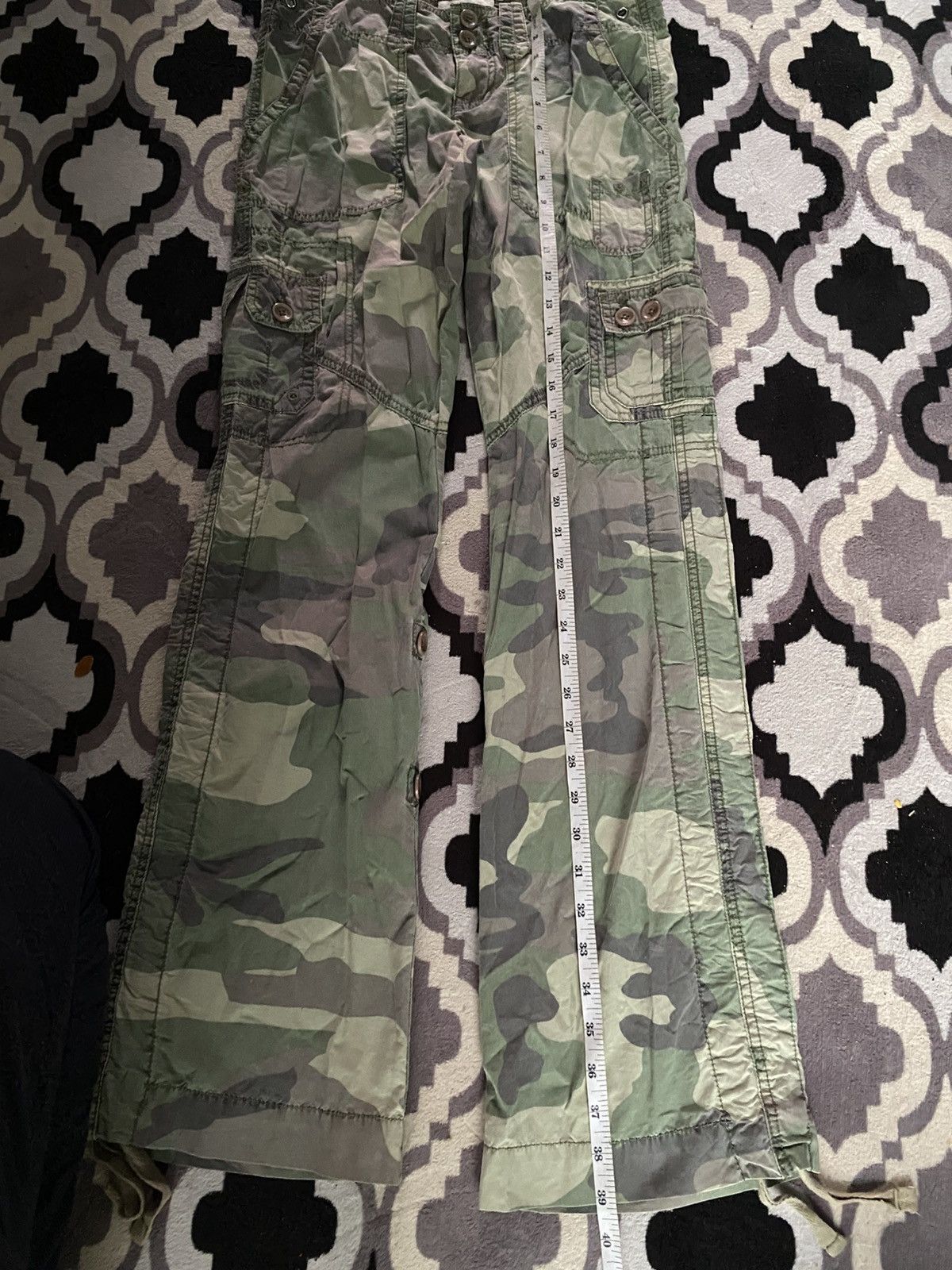 If Six Was Nine × Japanese Brand × Le Grande Bleu (L.G.B.) 2000s abercrombie & fitch flared camo pants goa style Size US 27 - 8 Thumbnail