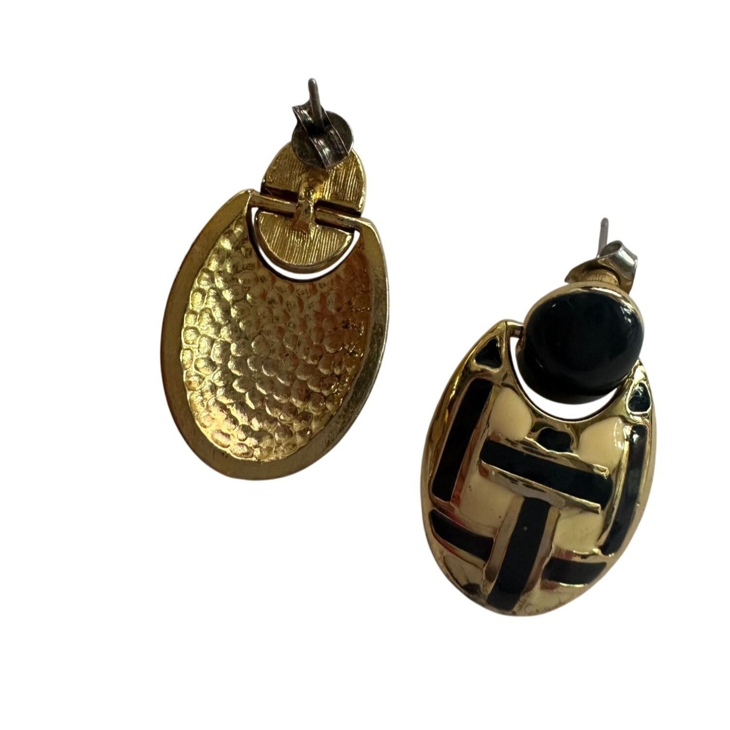 Other Women's Round Gold tone Dangle Earrings with Navy blue and W Size ONE SIZE - 6 Thumbnail