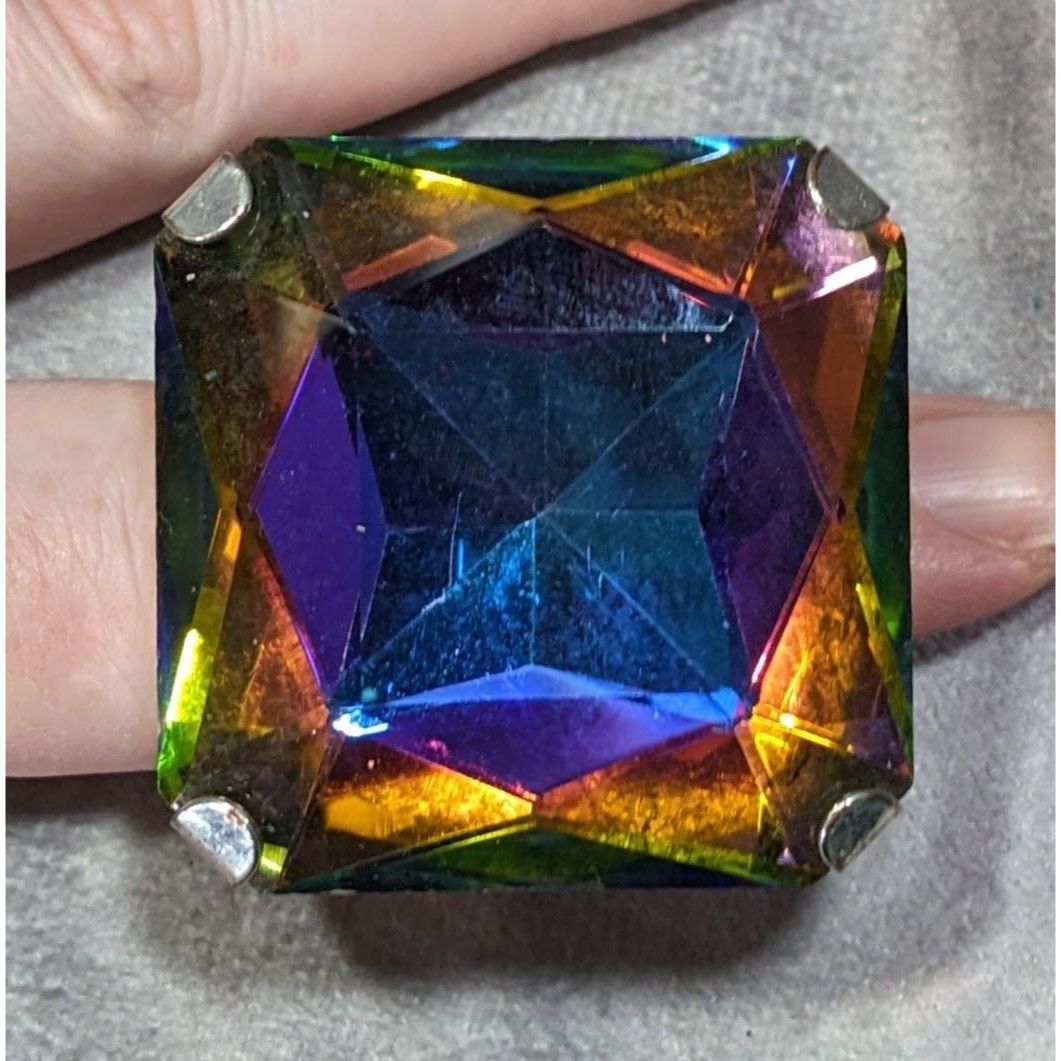 Other Fantasy Glam Rainbow Glass Oversized Faceted Costume Ring Size ONE SIZE - 14 Thumbnail