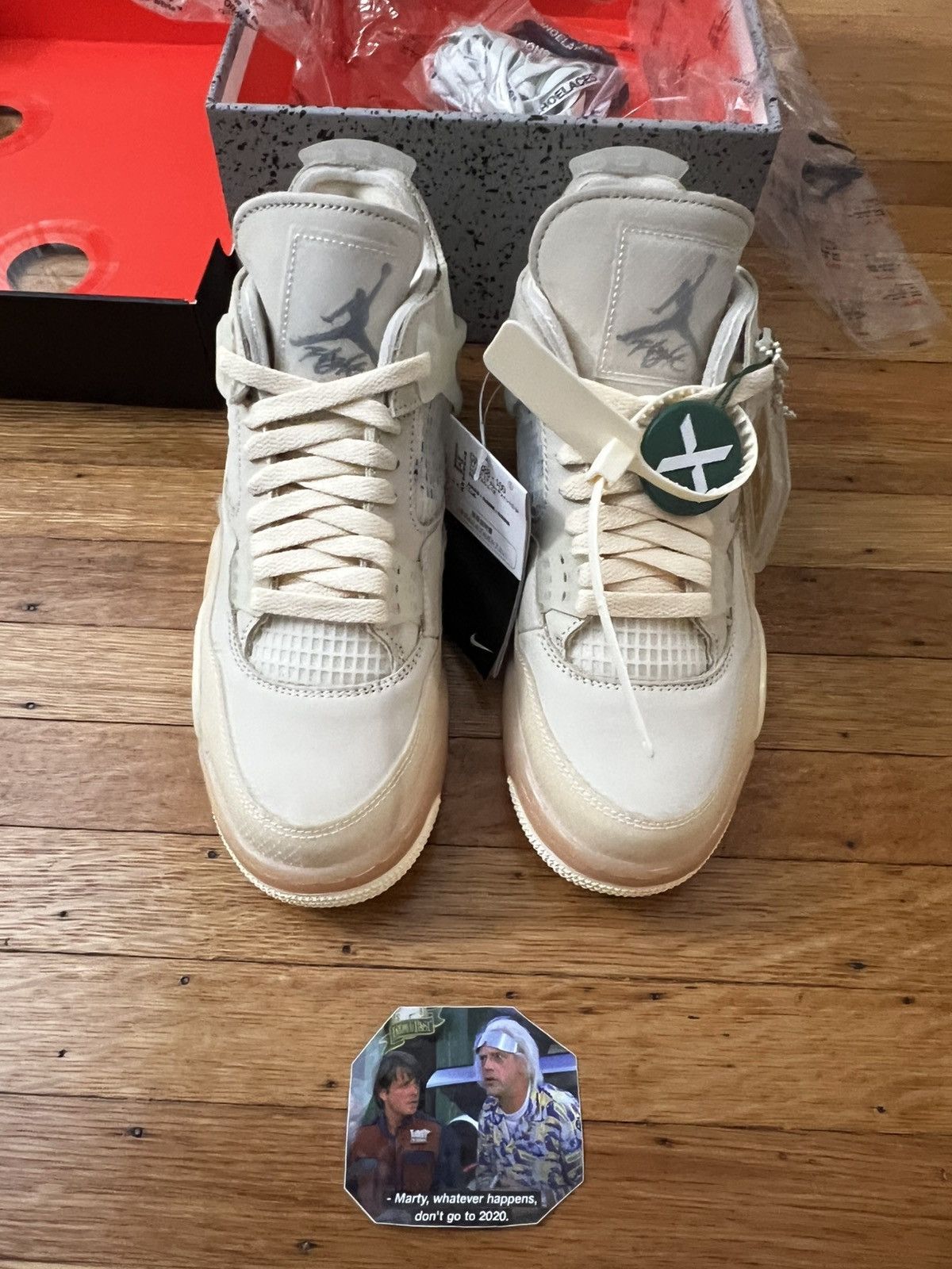 Jordan Brand × Off-White Jordan 4 Retro Off-White Sail (Women's) Size US 9 / EU 42 - 3 Thumbnail