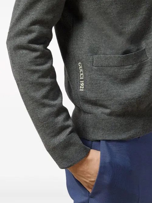Gucci o1s1wg110925 Wool Cardigan With Embroidery in Grey Size US XXL / EU 58 / 5 - 4 Thumbnail