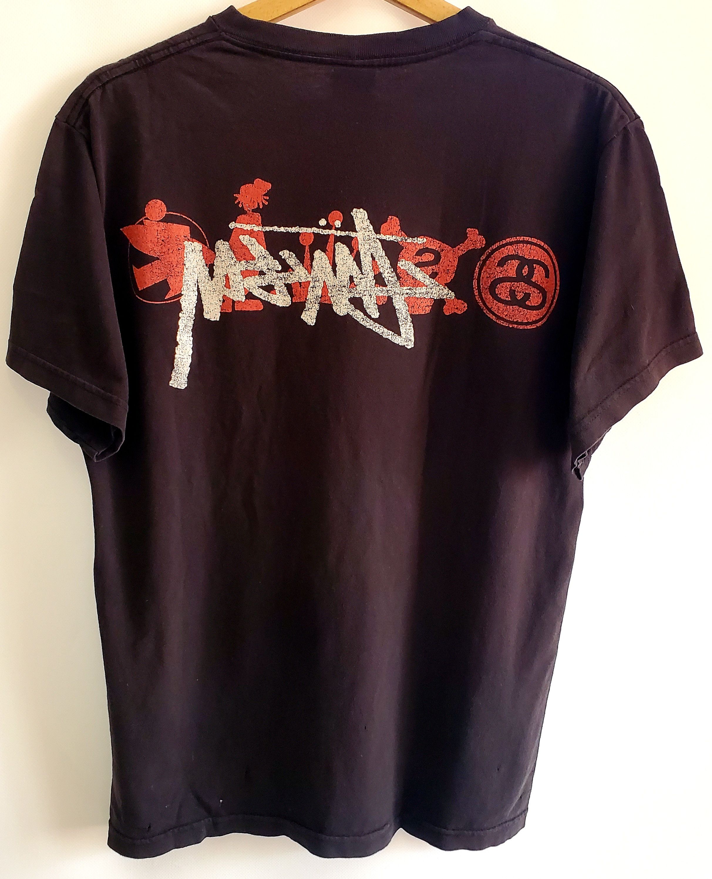 Vintage Stussy All Logo Mirror Print Streetwear Rare size M
