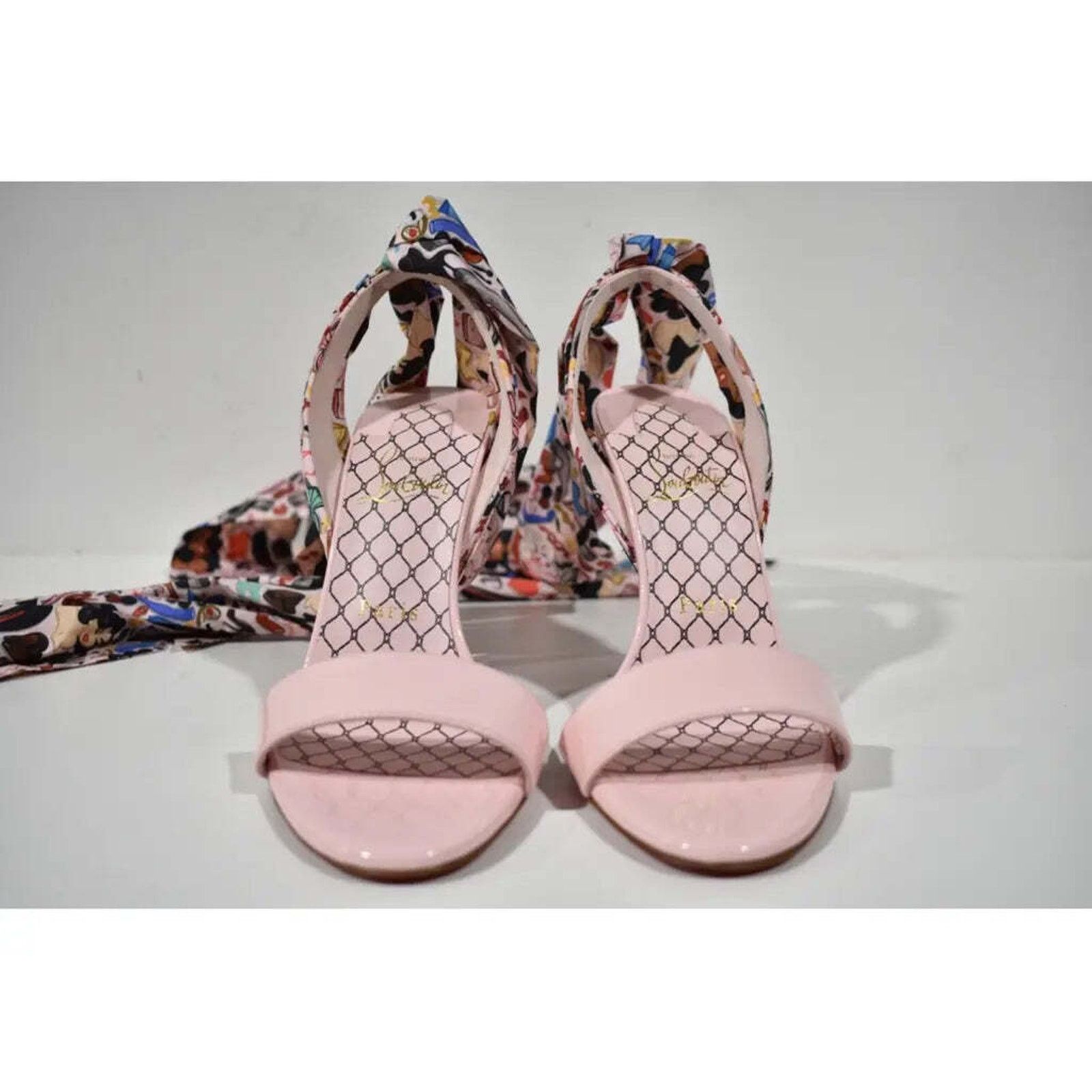 Christian Louboutin Fetish Du Desert 100 Pink Lace Up Tie Sandal Heel Pump 37.5 Size US 7.5 / IT 37.5 - 5 Thumbnail