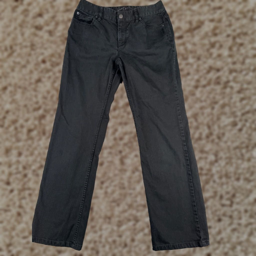 Liz Claiborne Claiborne Jeans Women 10 Black Denim Slim Bootcut Mid Rise Cotton Blend 30x31 Size 32" / US 10 / IT 46 - 1 Thumbnail
